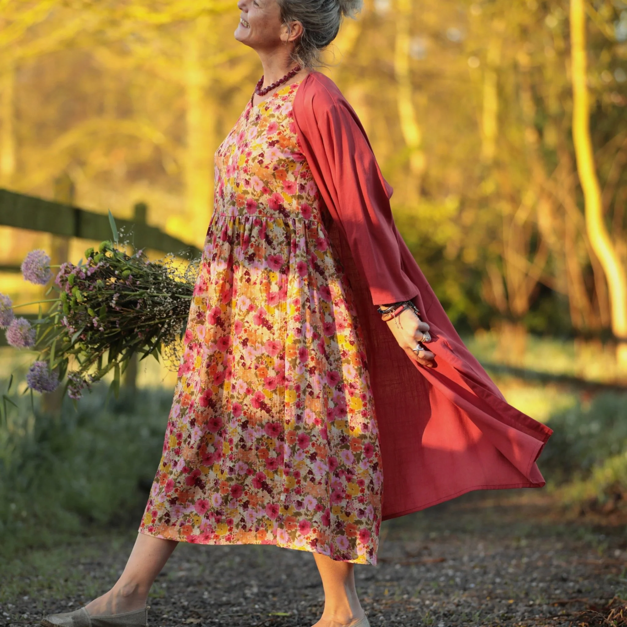 Robe Juliette - Double gaze de coton “Fleurs en Feu” - Image 8