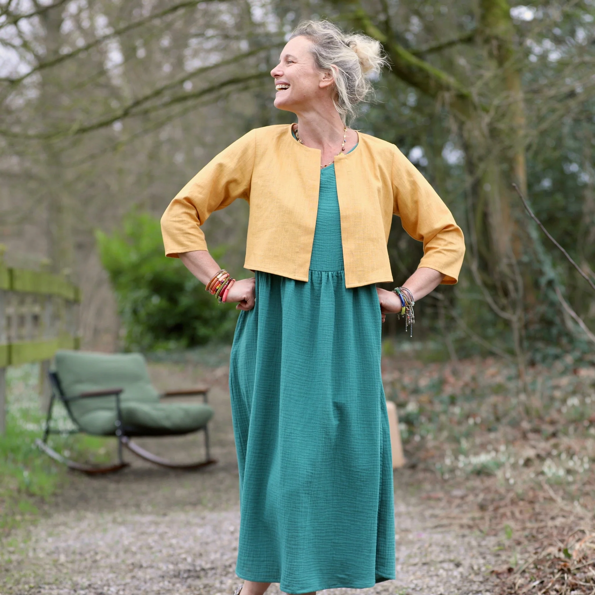 Robe Juliette - double gaze de coton vert printemps - Image 3