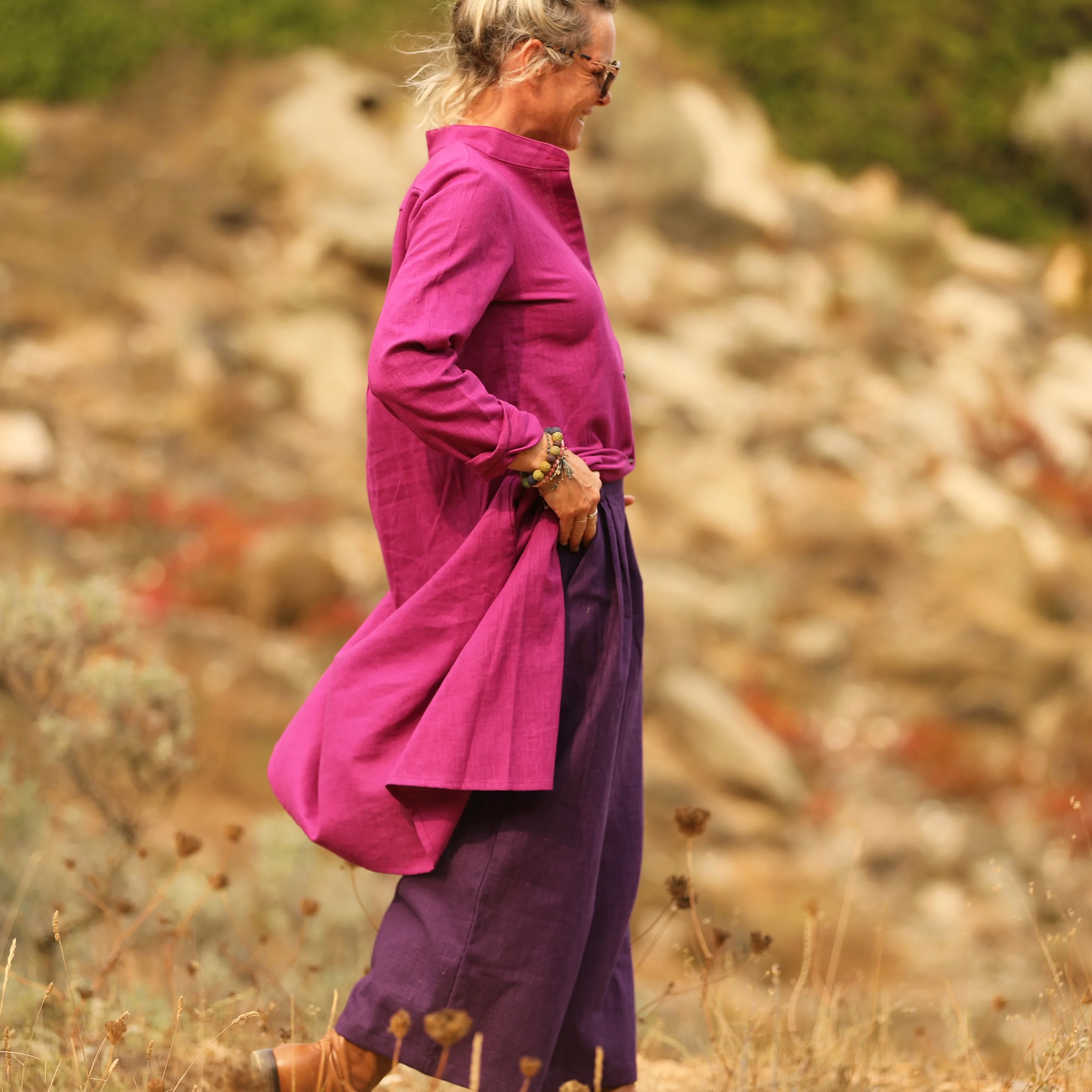 Jupe culotte Margot - lin prune - Image 4