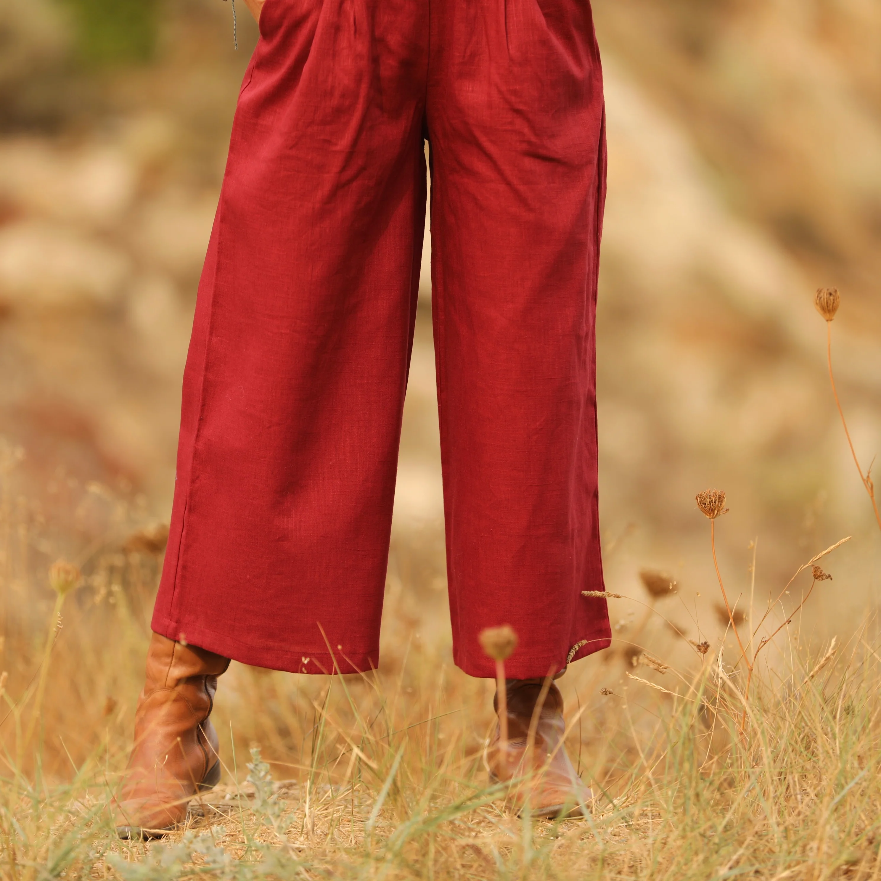 Jupe culotte Margot - lin grenat - Image 7