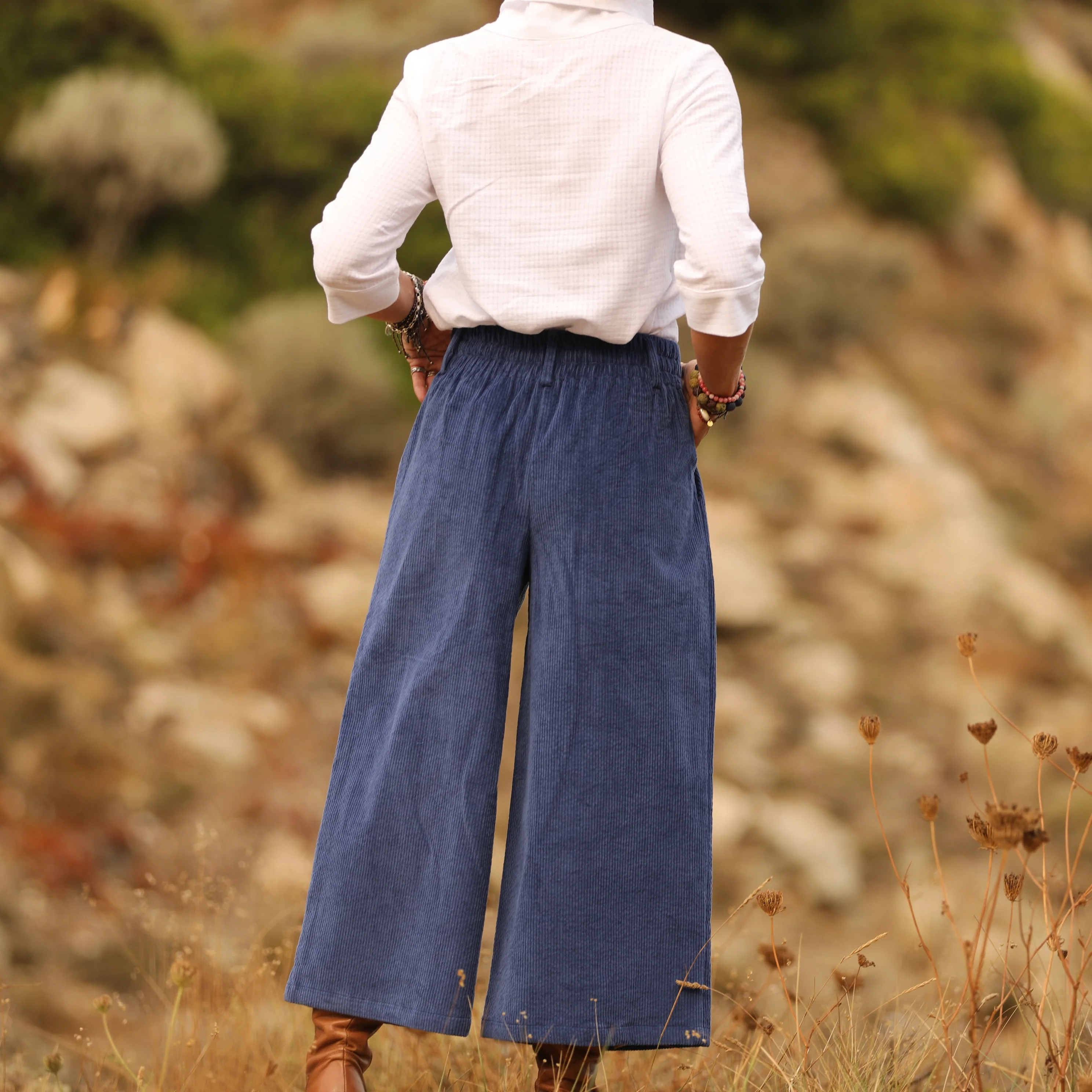 Jupe culotte Margot - velours côtelé bleu océan - Image 3