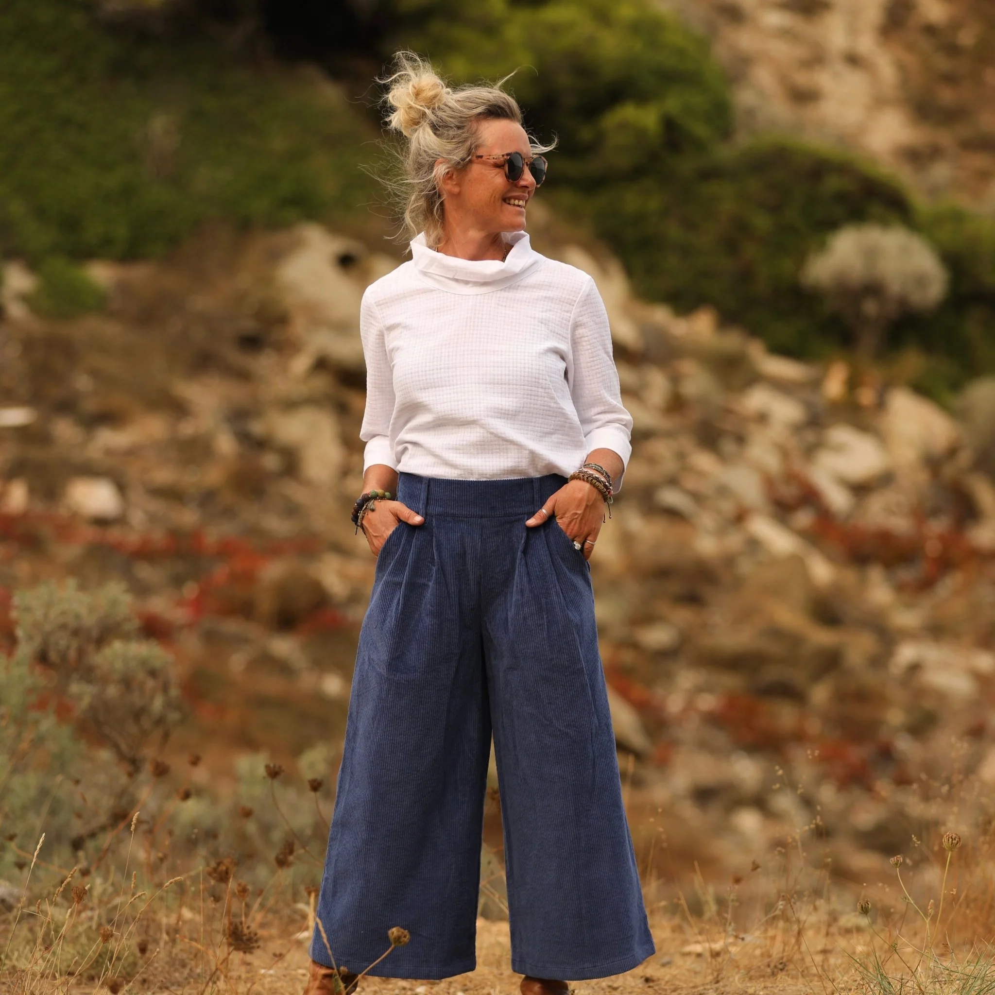 Jupe culotte Margot - velours côtelé bleu océan - Image 6
