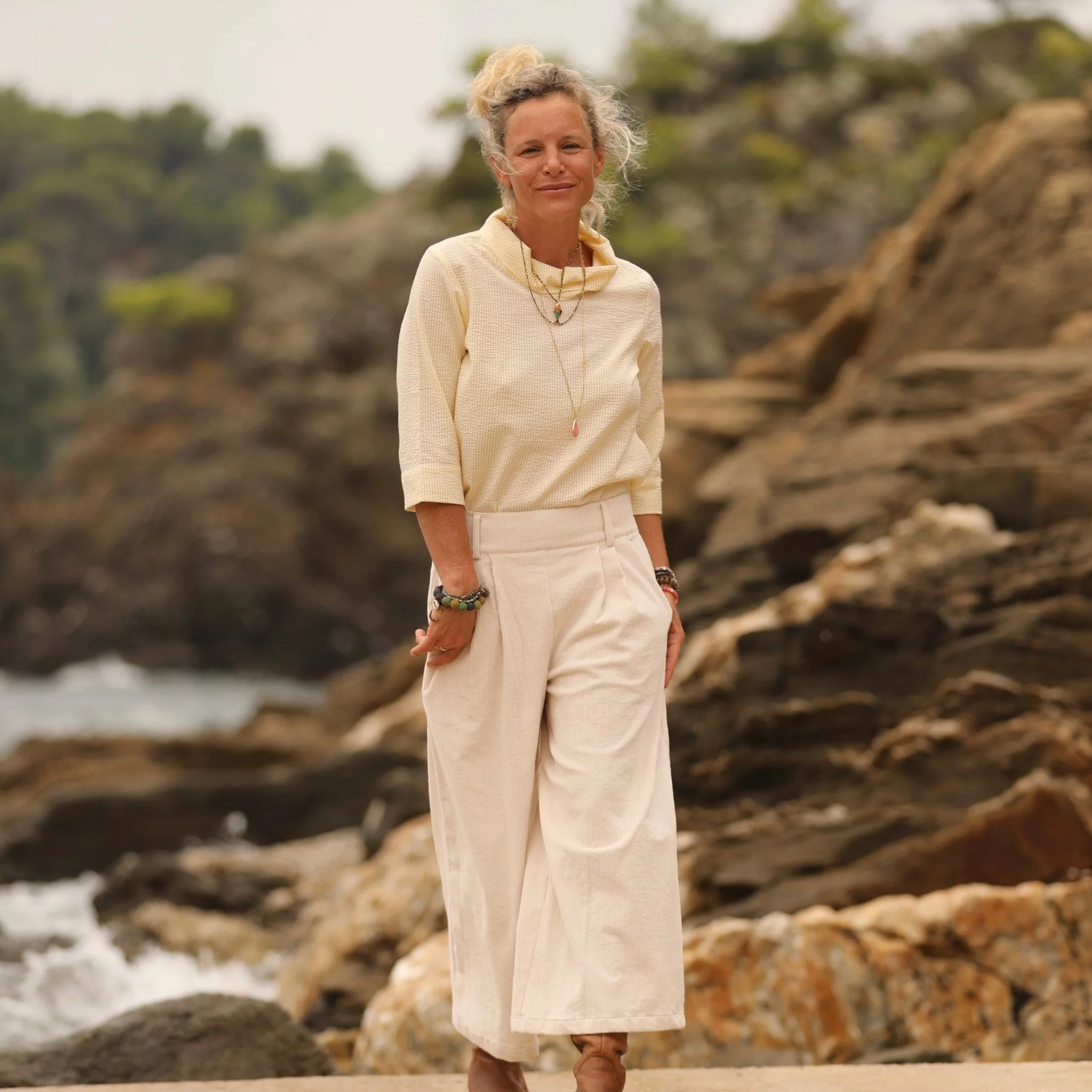 Jupe culotte Margot - velours côtelé ivoire - Image 12