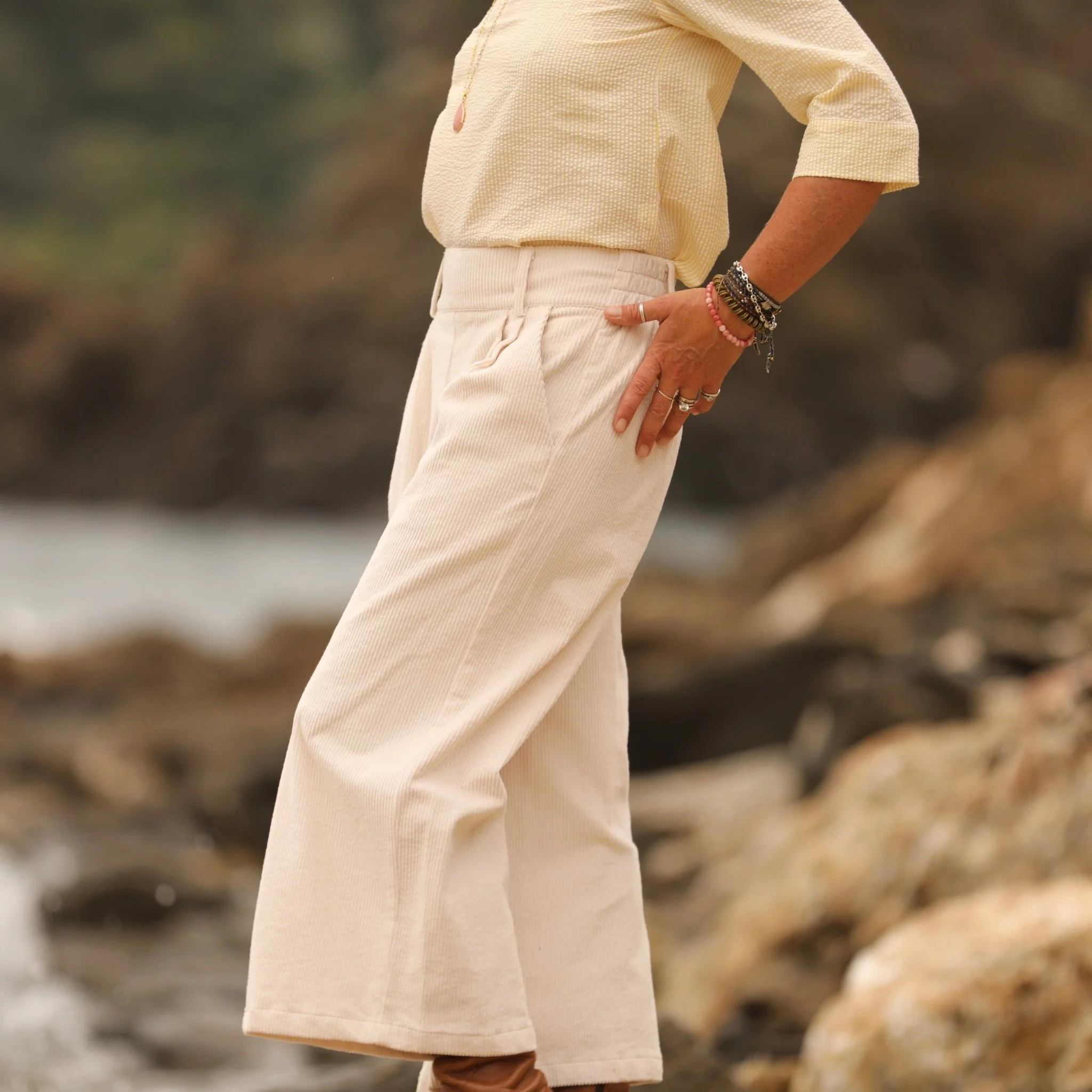 Jupe culotte Margot - velours côtelé ivoire - Image 7