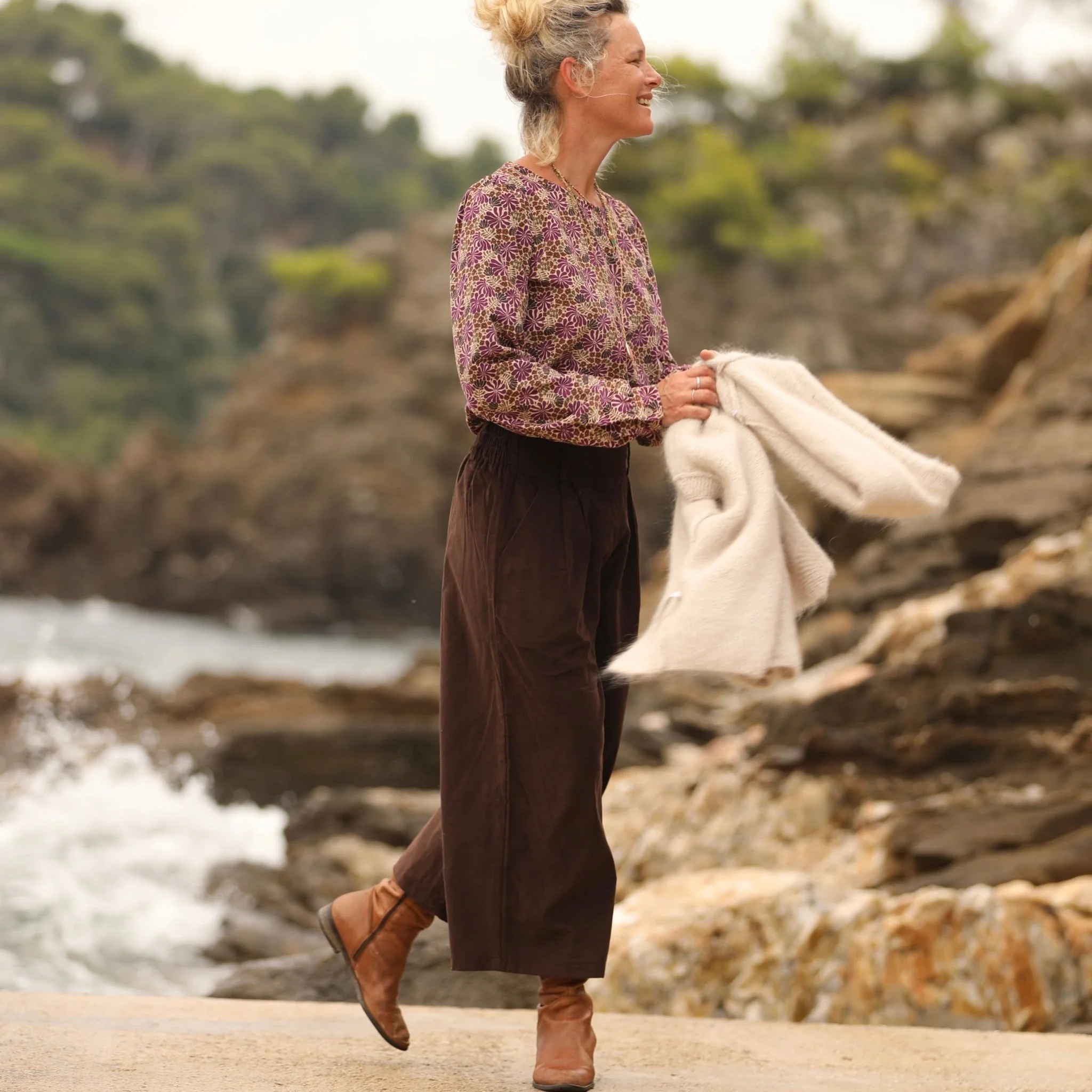 Jupe culotte Margot - velours milleraies Chocolat - Image 11