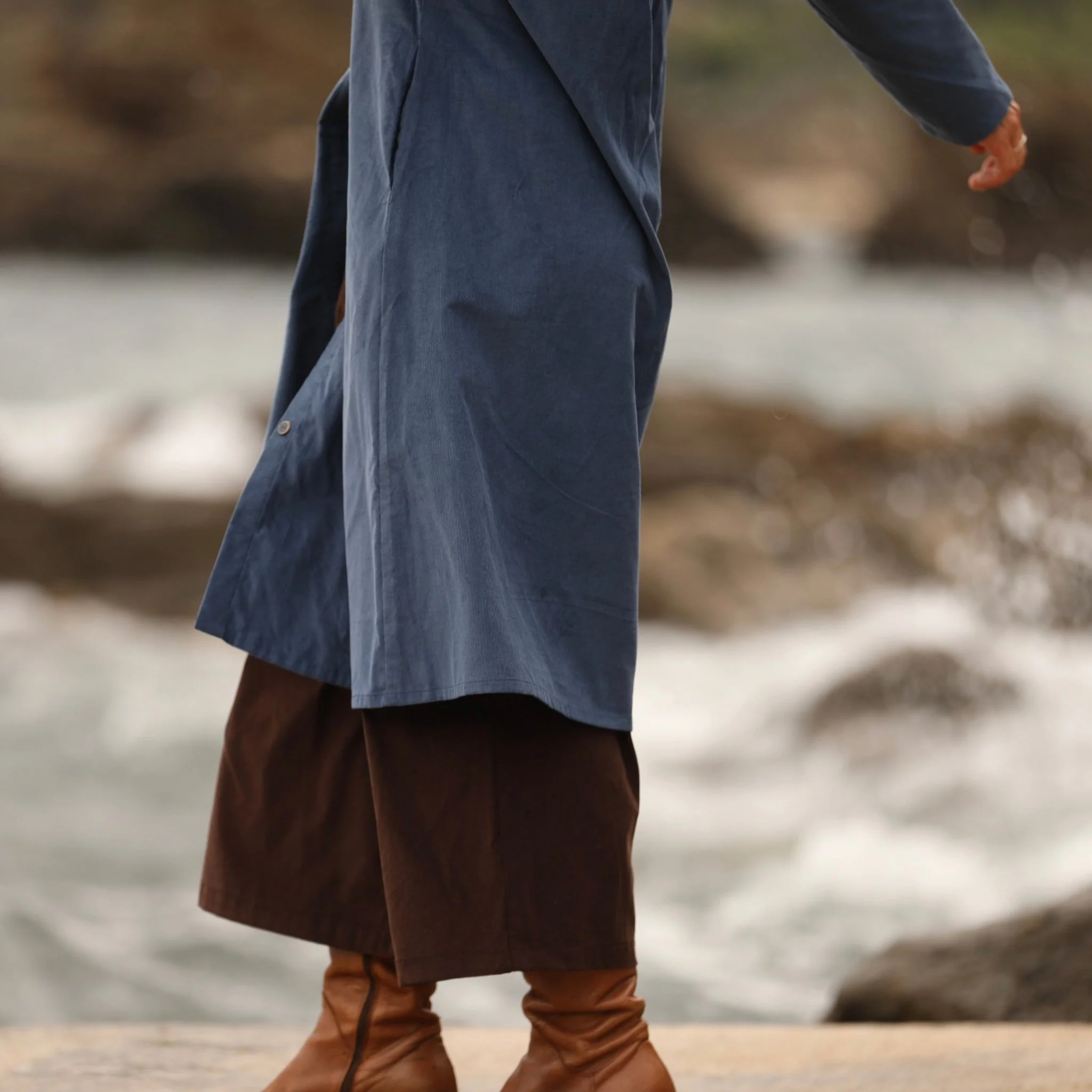 Jupe culotte Margot - velours milleraies Chocolat - Image 12