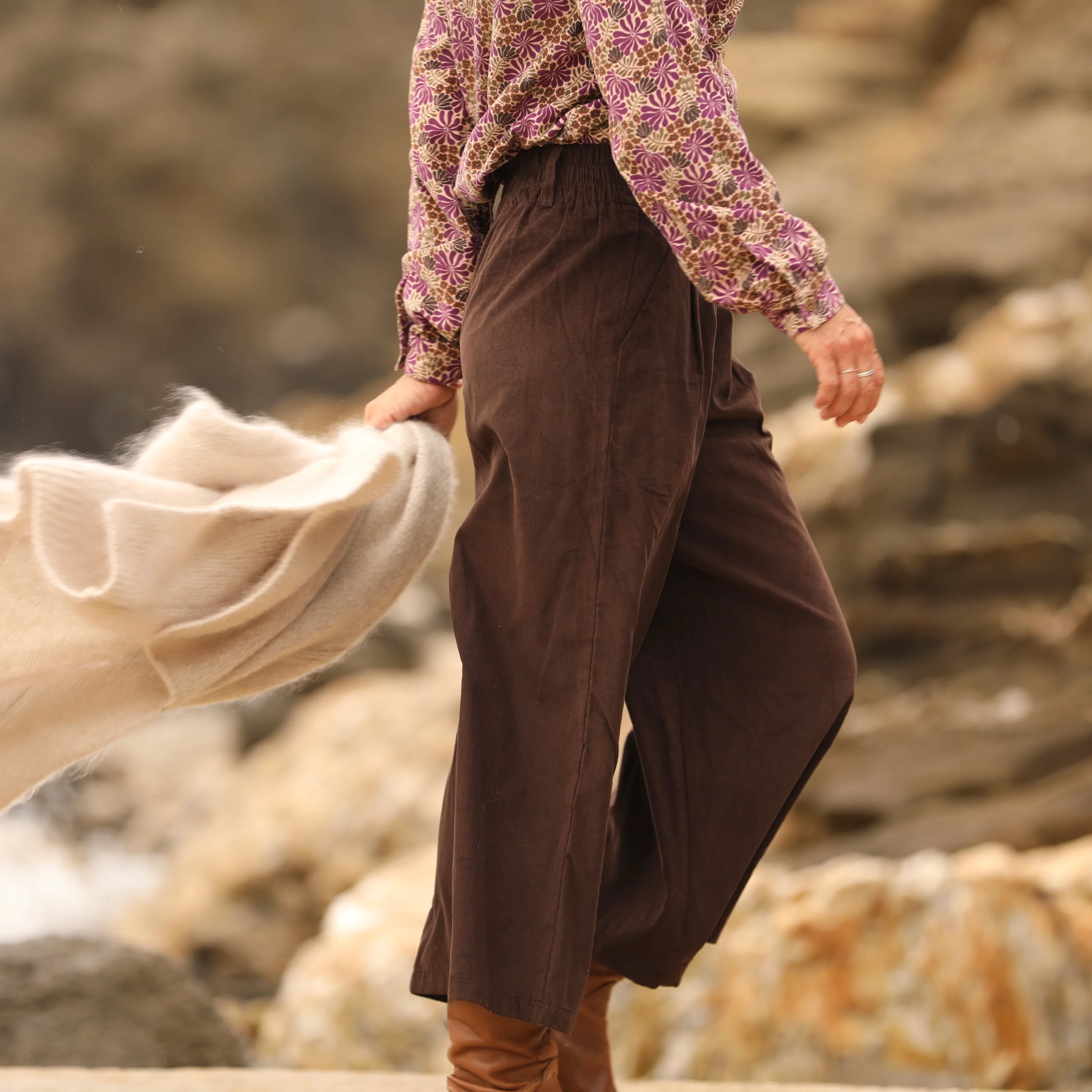 Jupe culotte Margot - velours milleraies Chocolat - Image 4