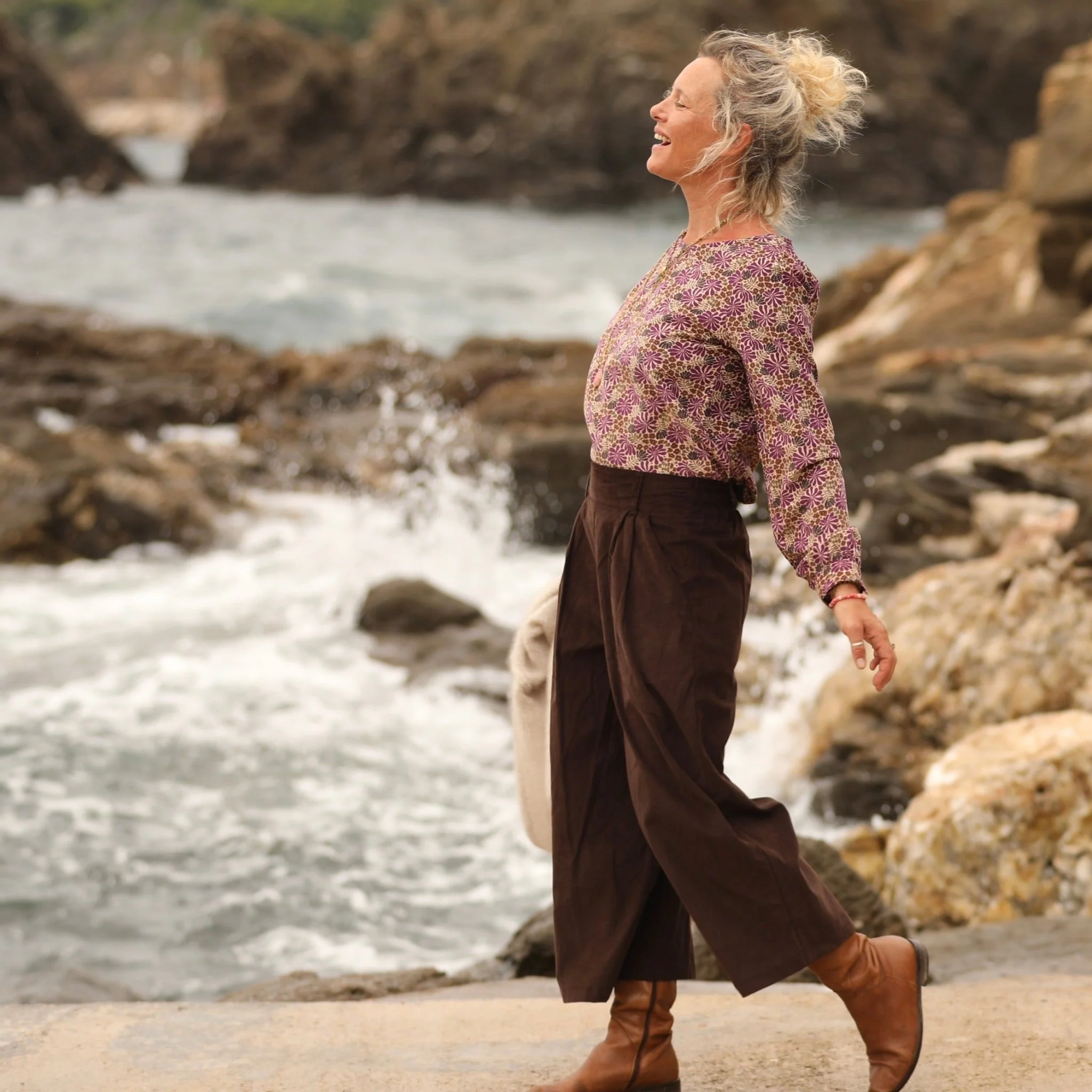 Jupe culotte Margot - velours milleraies Chocolat - Image 9