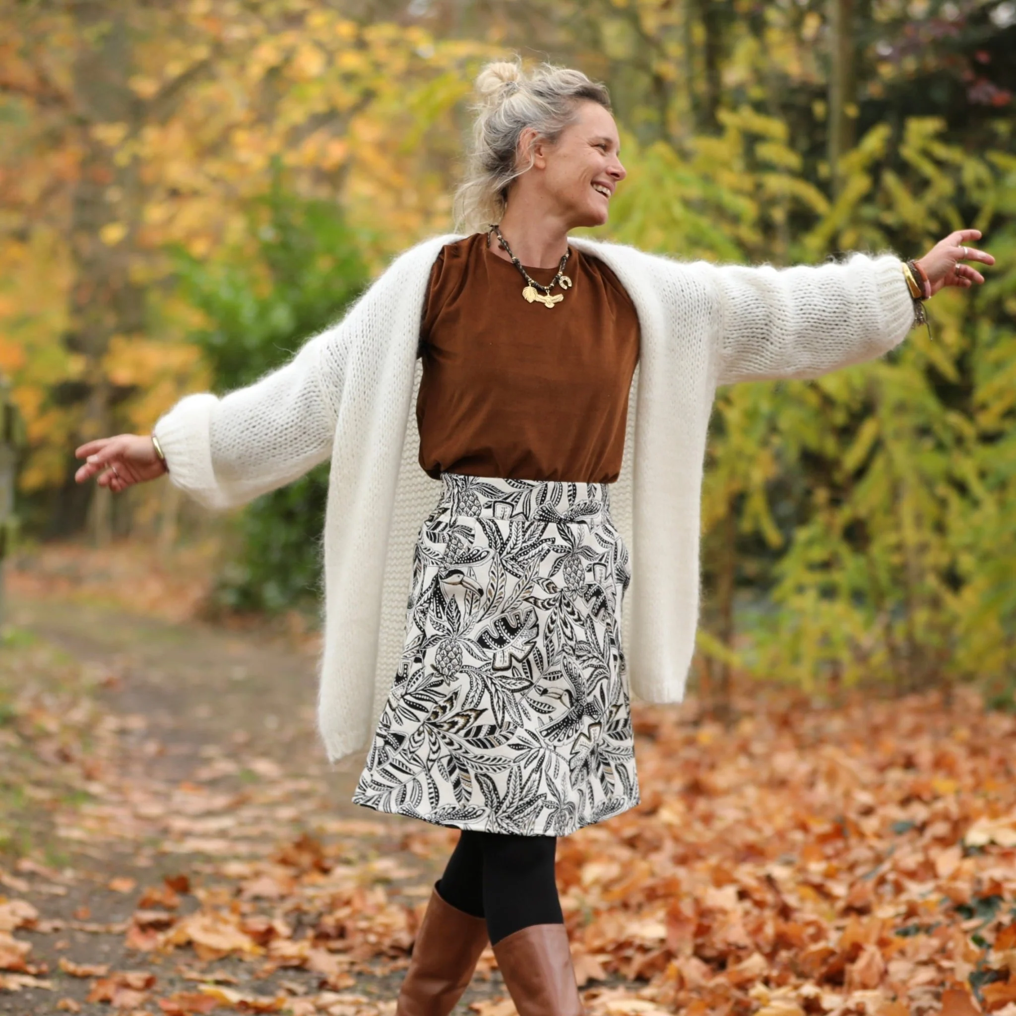 Jupe Maya - Jacquard Feuillage Sépia - Image 5
