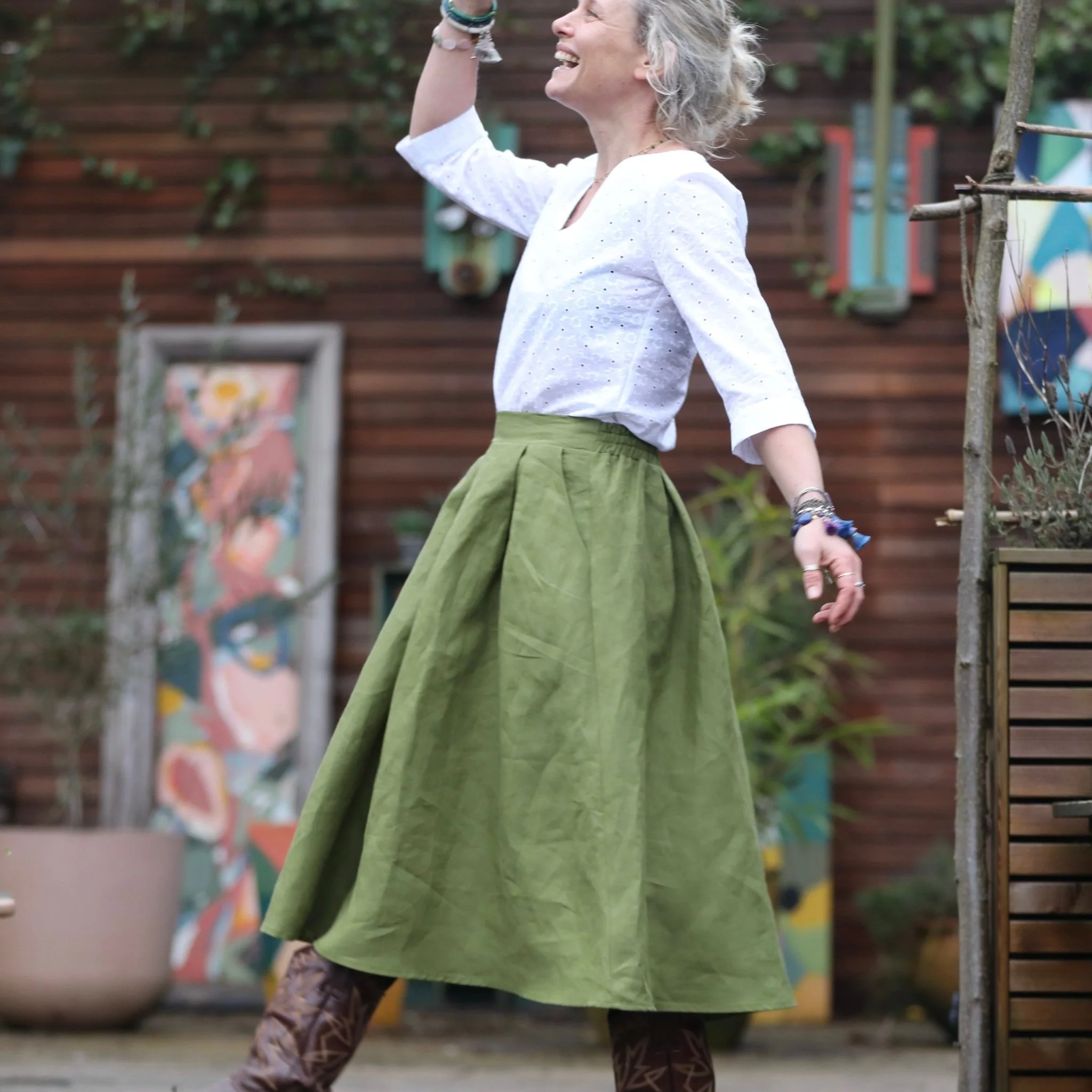 Jupe Othilie - lin vert Granny Smith - Image 7