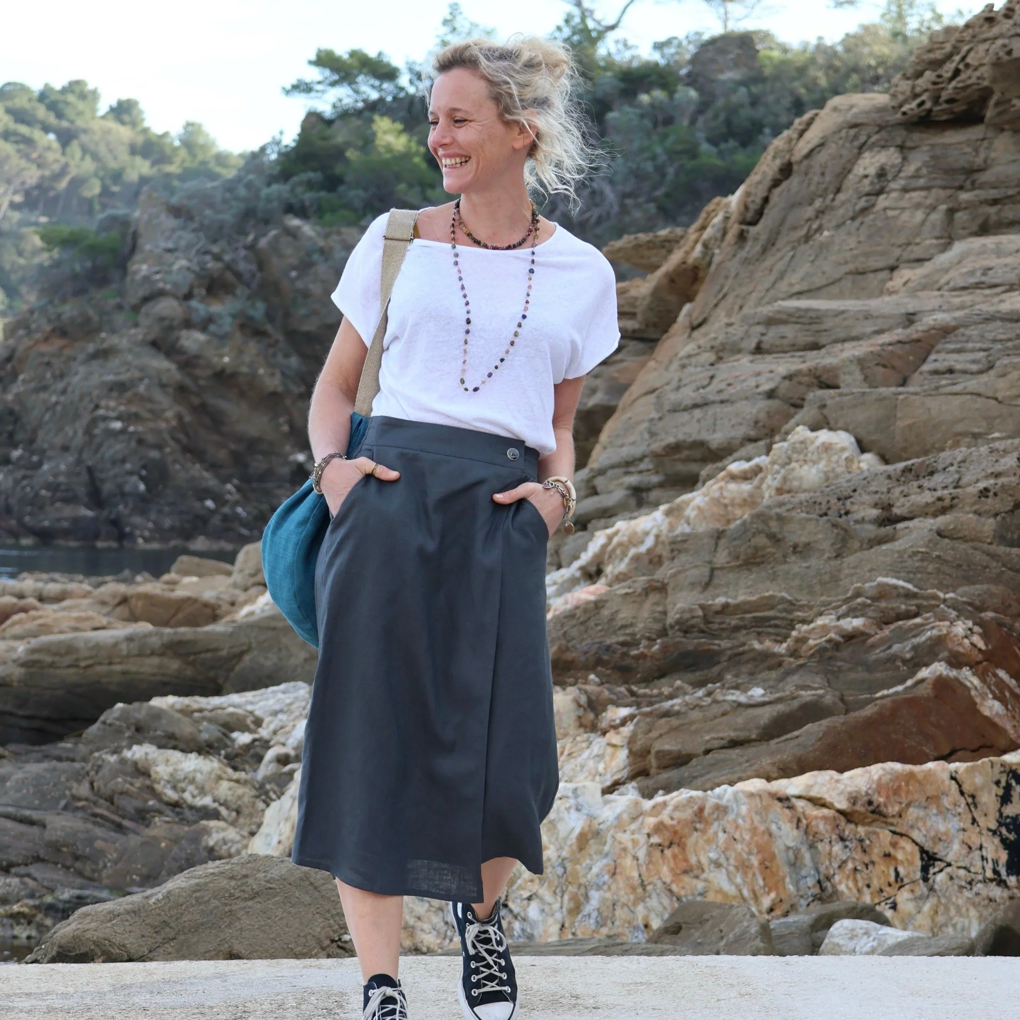 Jupe portefeuille Alexia gris anthracite