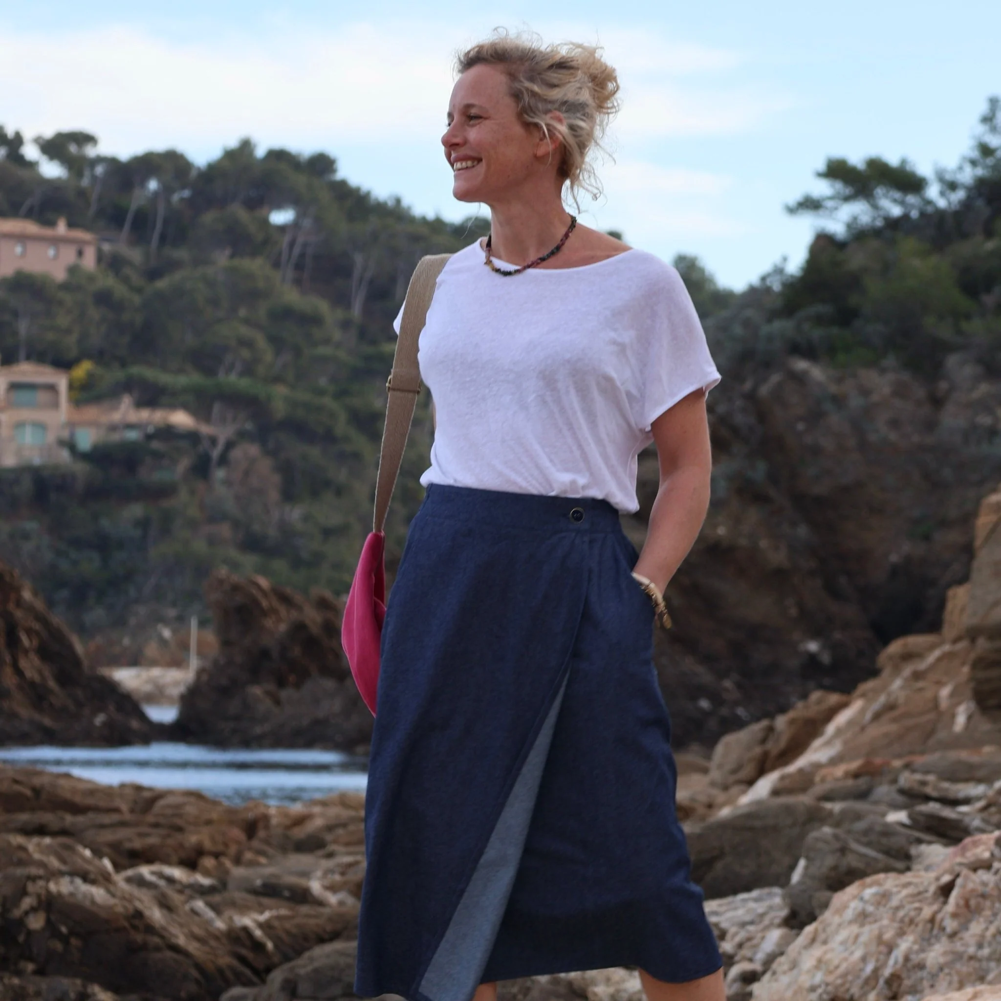Jupe portefeuille Alexia jean bleu nuit - Image 4