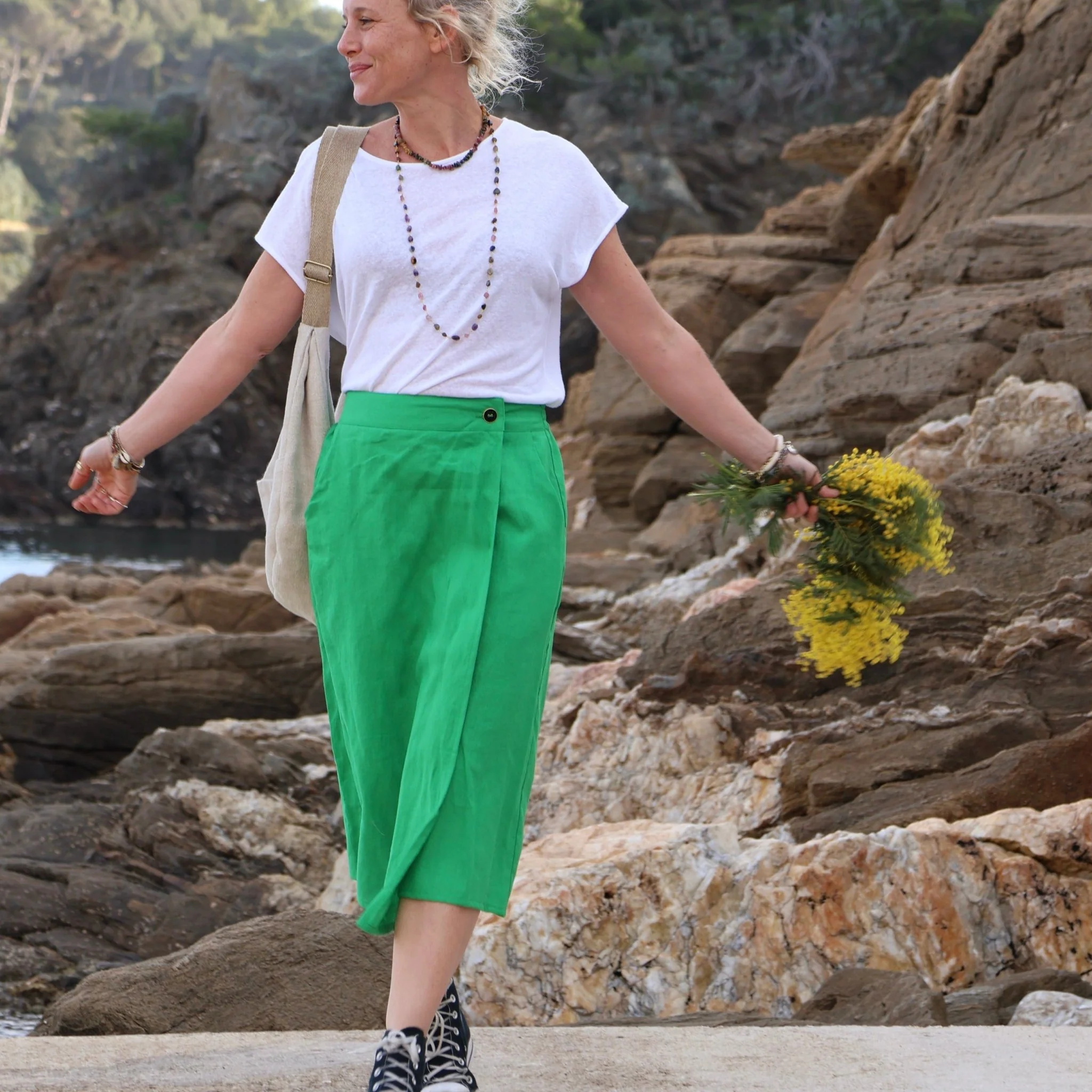Jupe portefeuille Alexia vert perroquet - Image 5