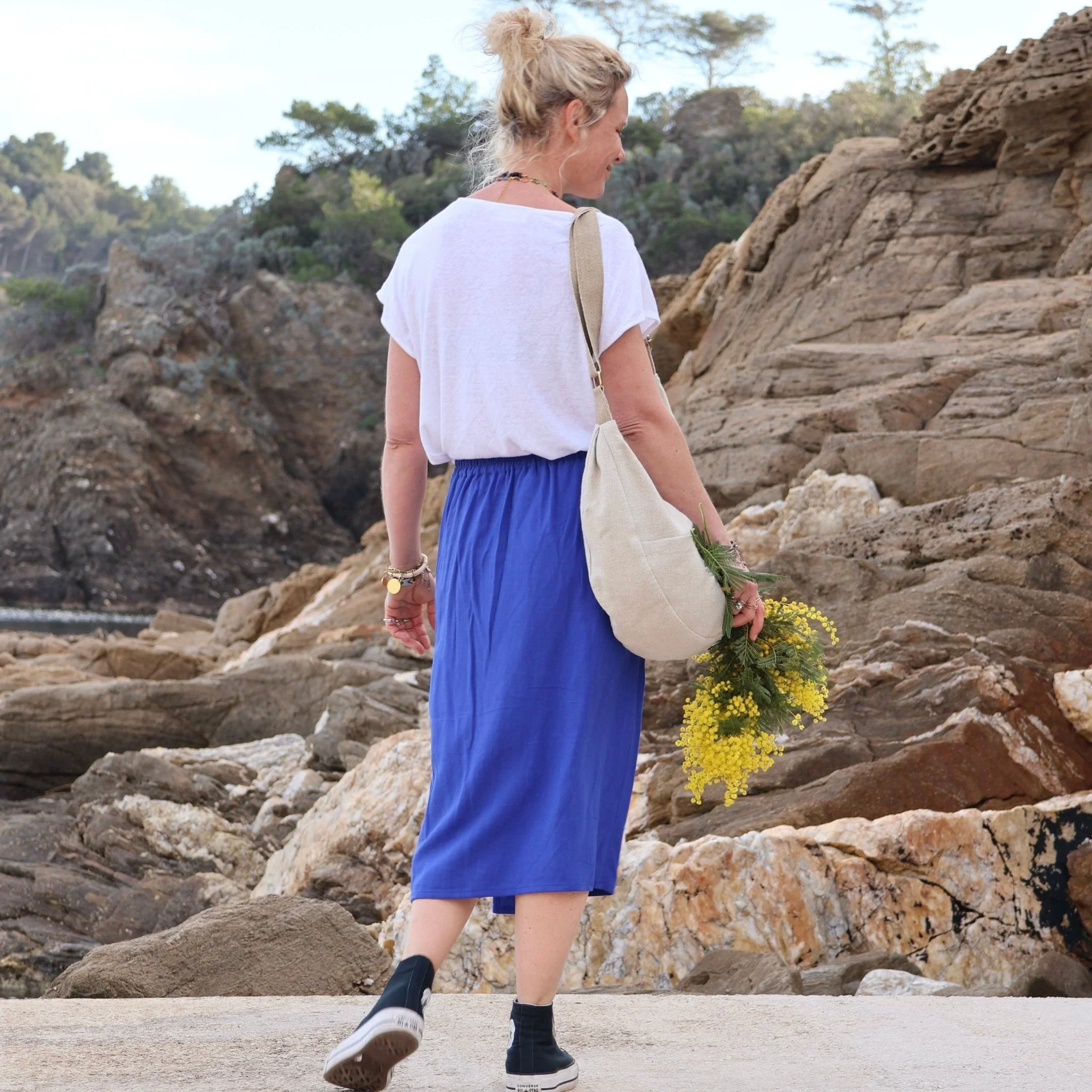 Jupe portefeuille Alexia viscose/lin bleu majorelle - Image 3