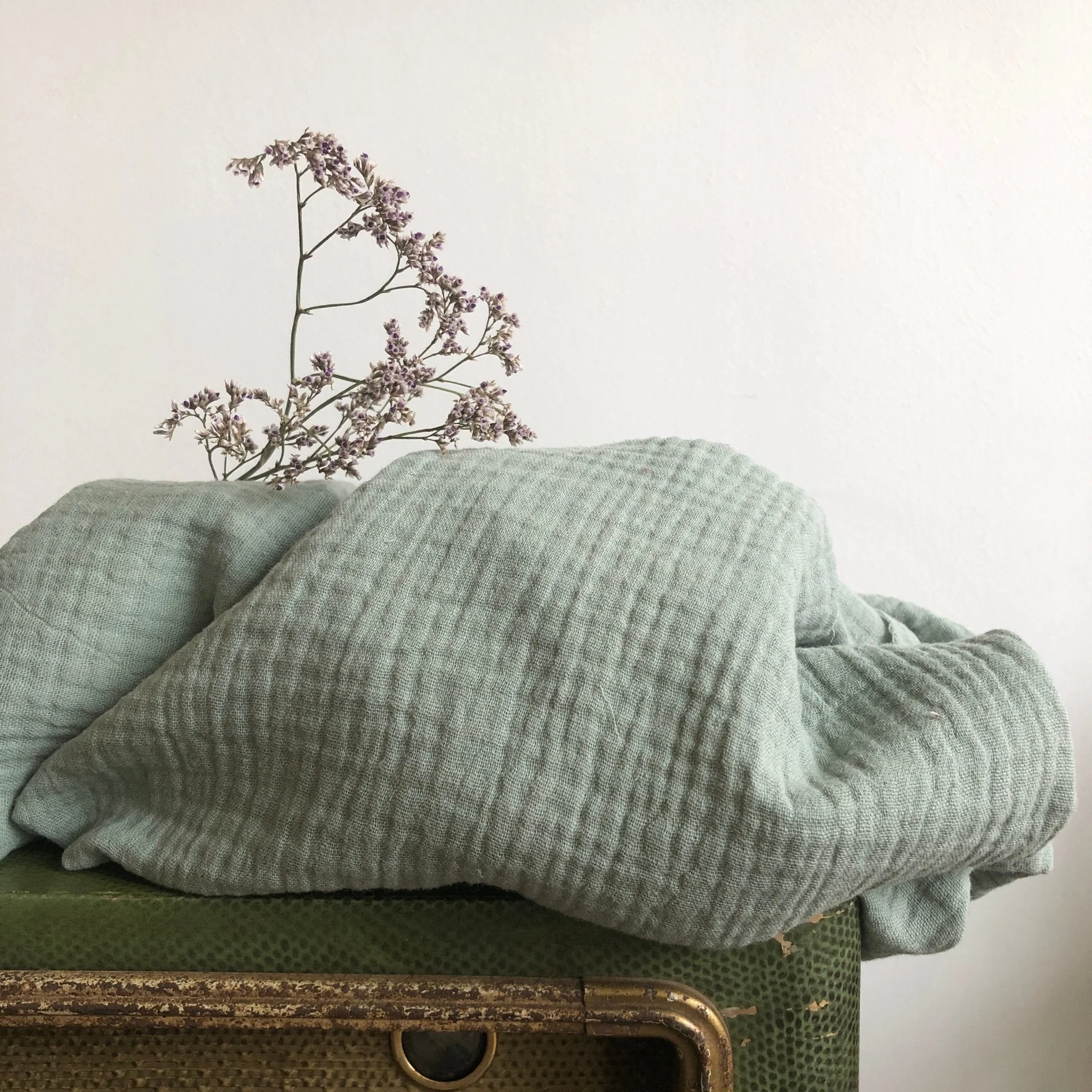 Jupe Rachelle double gaze de coton vert d'eau - 90cm de hauteur - Image 2