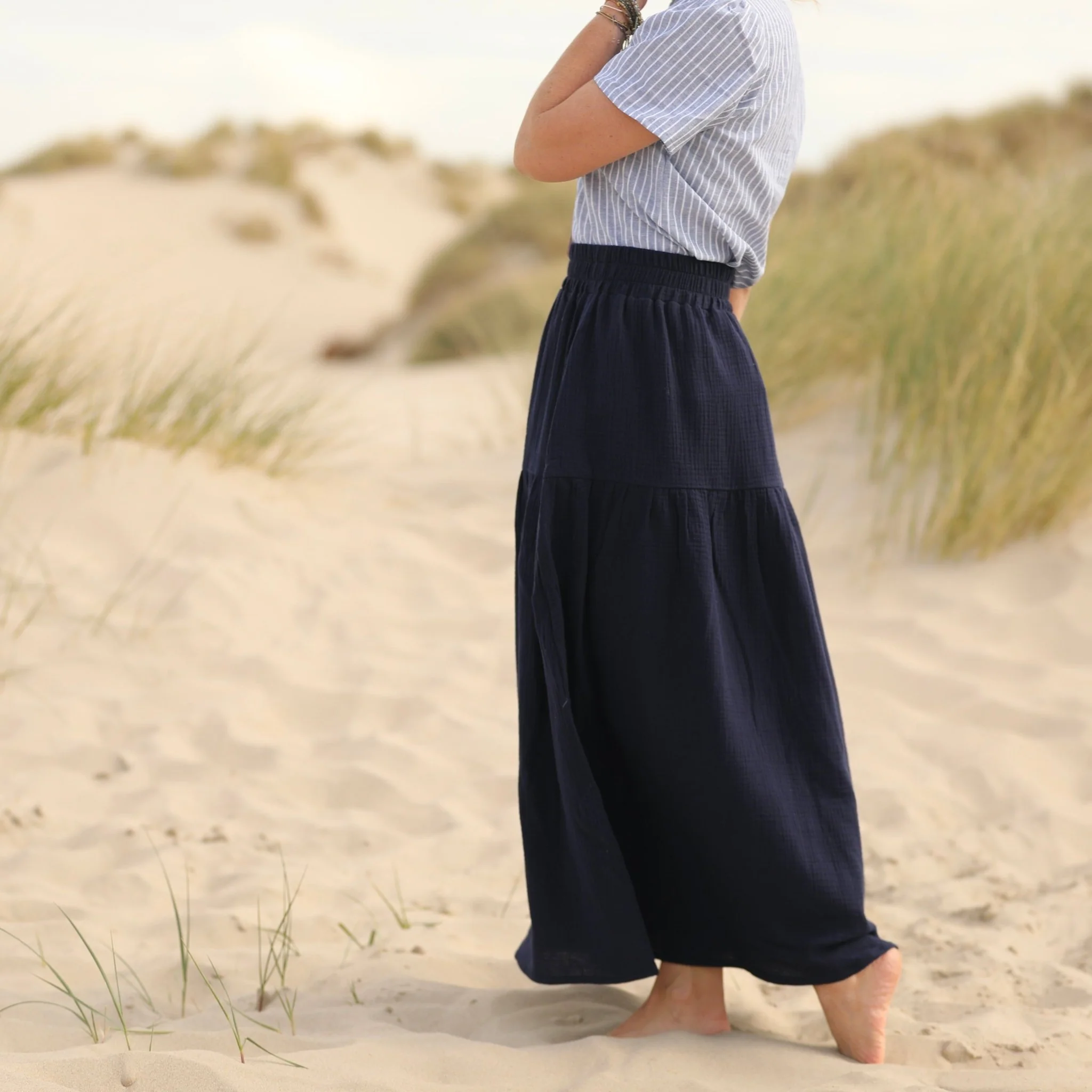 Jupe Sarah - double gaze de coton bleu nuit - Image 3