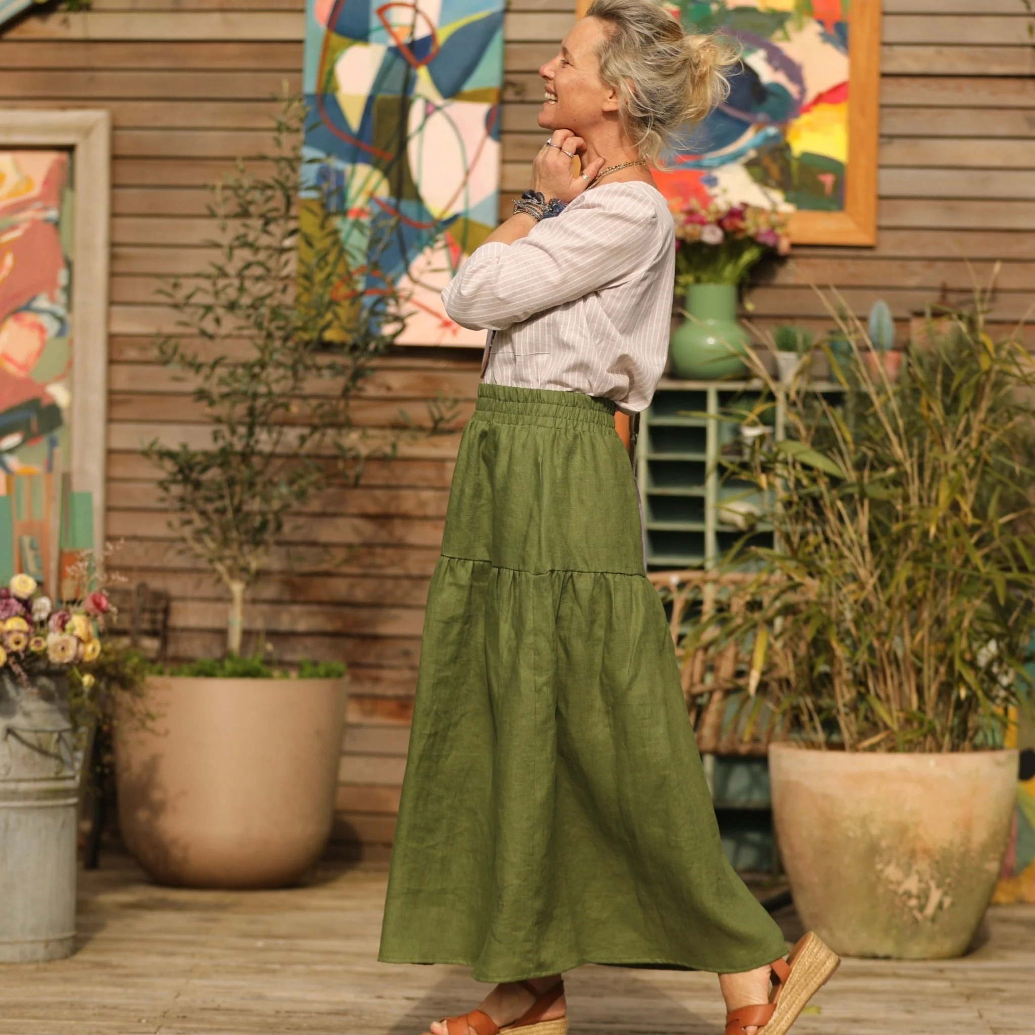 Jupe Sarah - lin vert pomme - Image 6