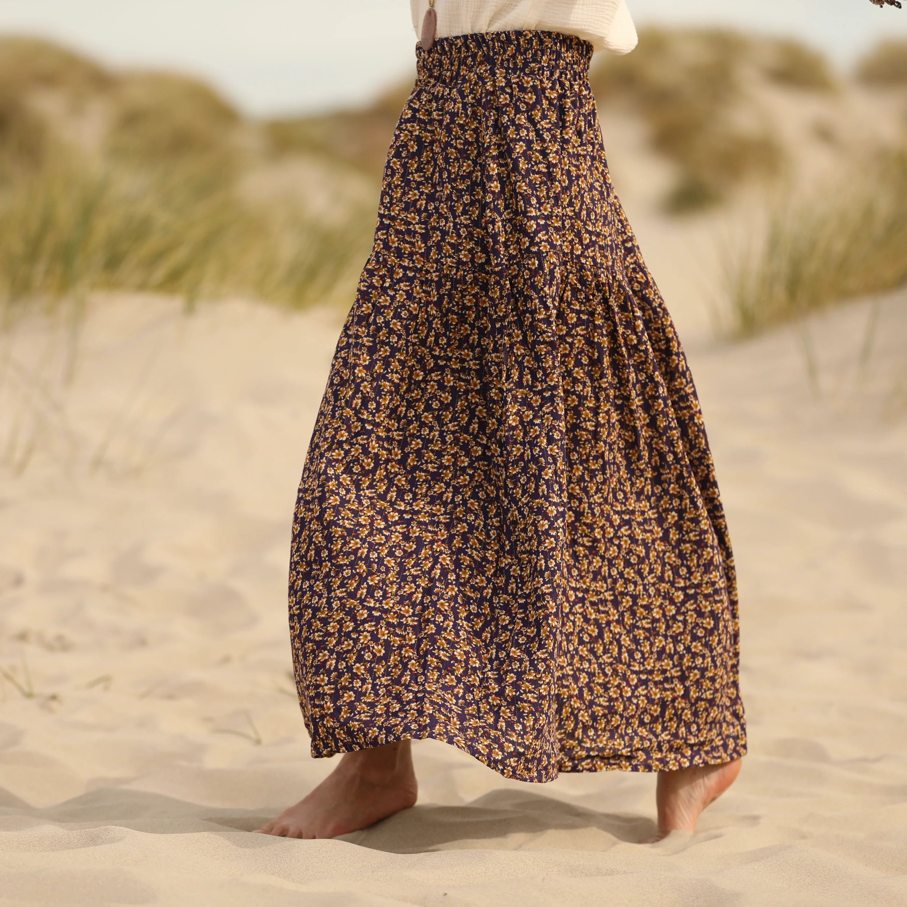 Jupe Sarah - viscose fleurettes dorées - Image 4