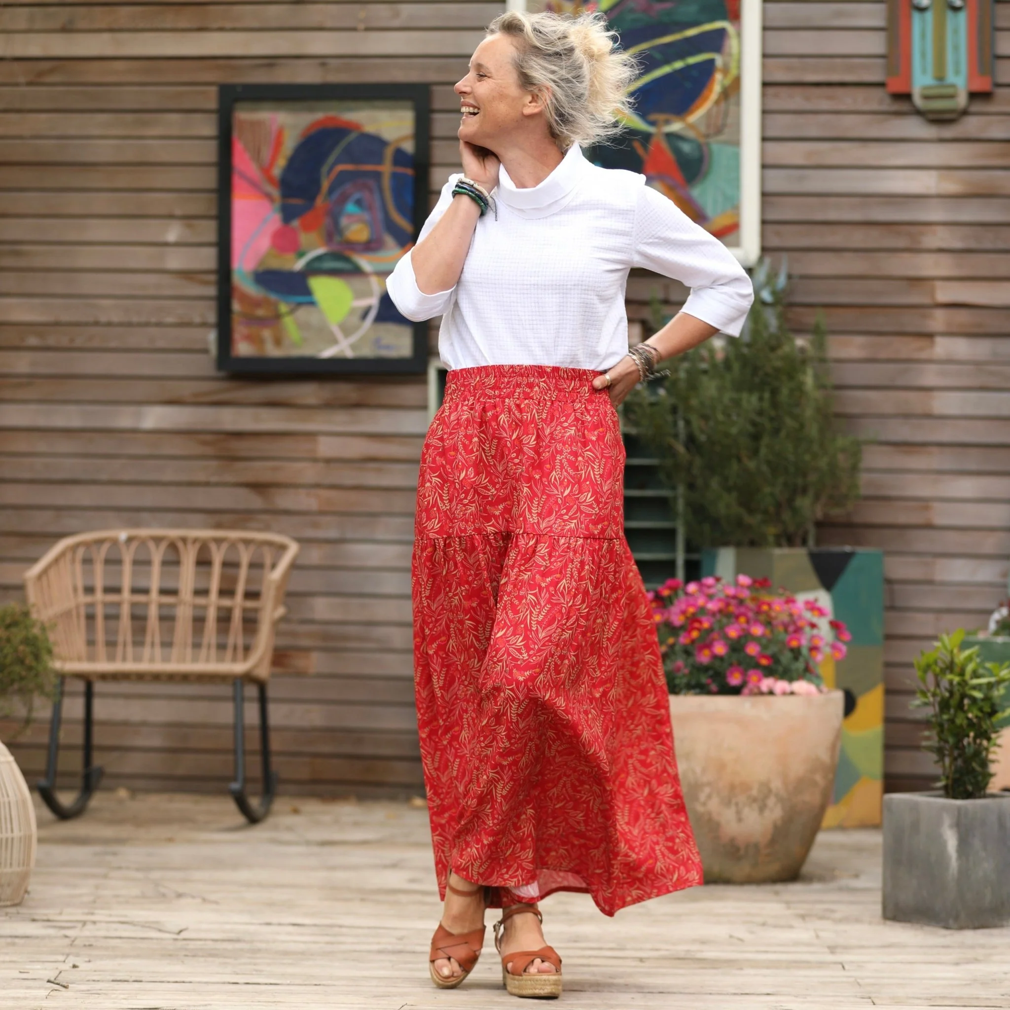 Jupe Sarah - viscose rouge mystérieux - Image 4