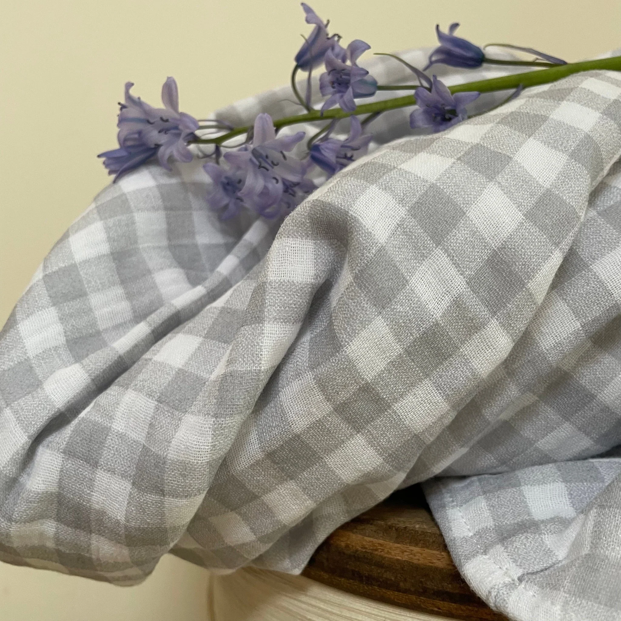 Jupe Tao Double gaze de coton vichy gris - 102cm de hauteur - Image 2