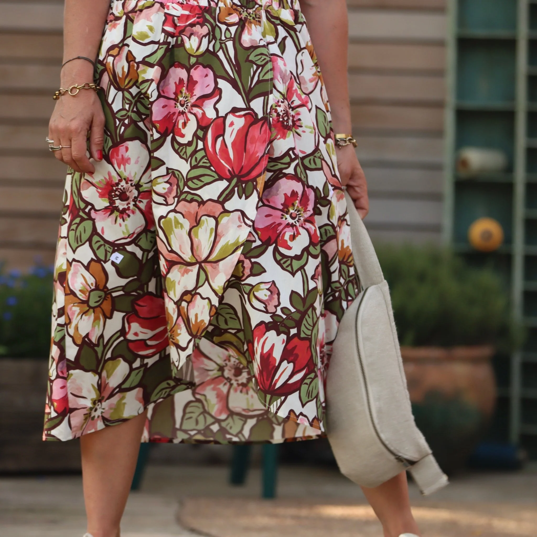 Jupe Tina coton fleuri kaki - Image 5