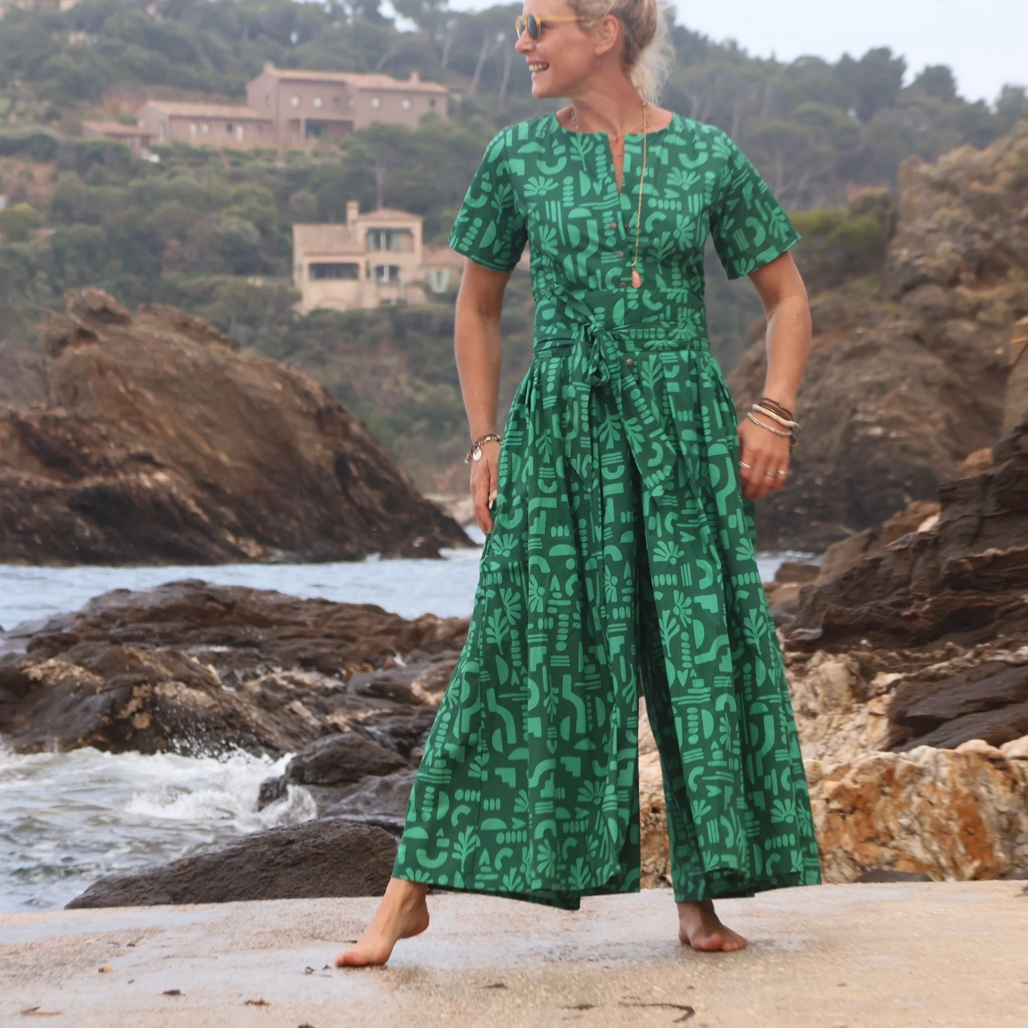 La parfaite combi India en popeline de coton Milos vert