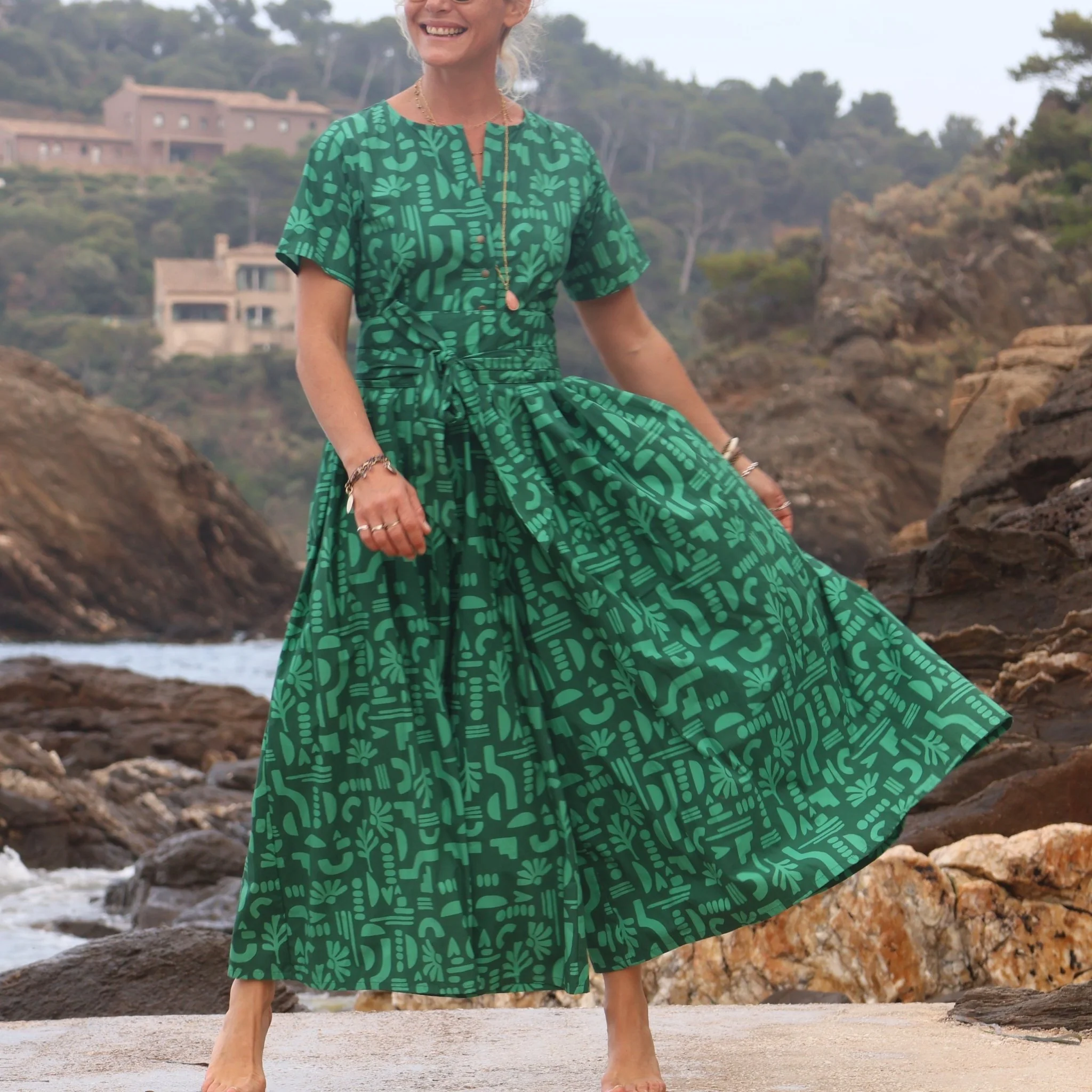 La parfaite combi India en popeline de coton Milos vert - Image 3