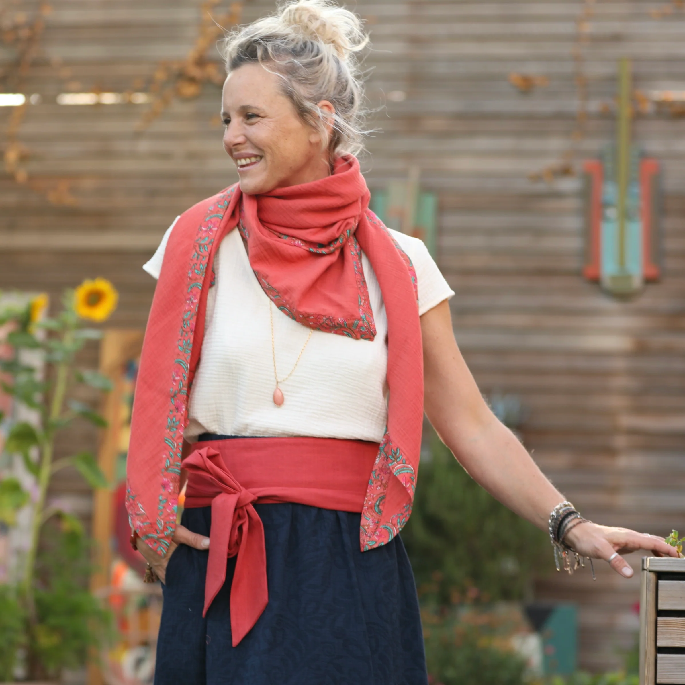 Le foulard Calista papaye/Rani