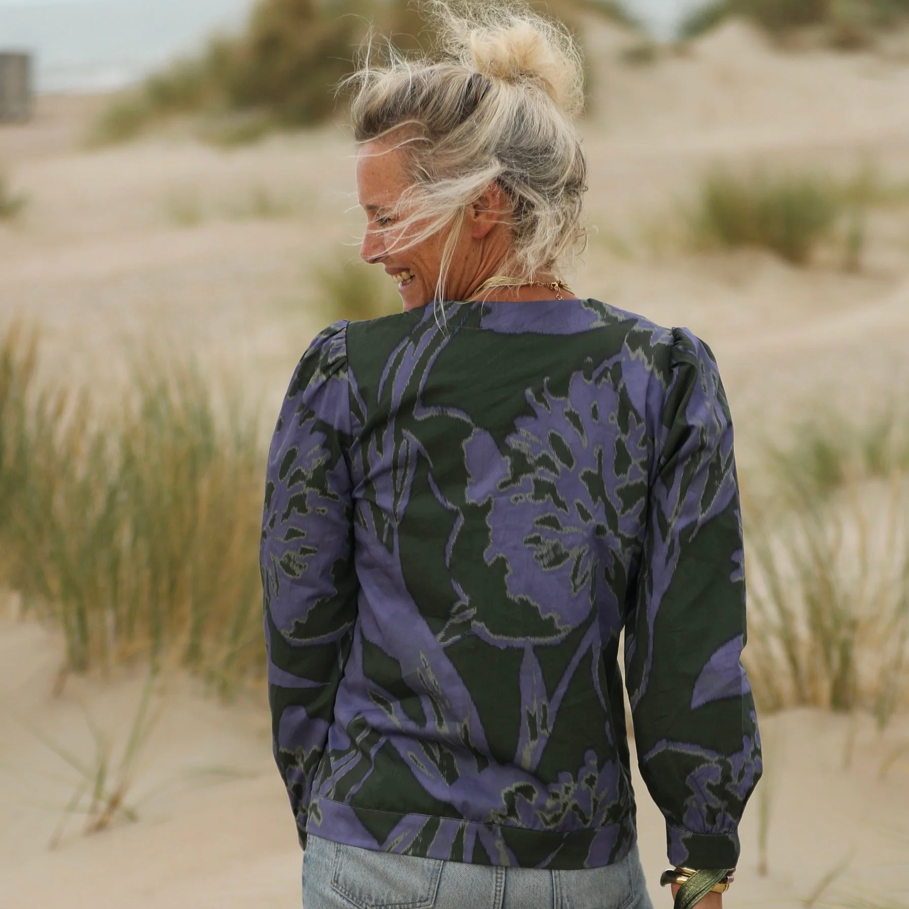 Blouse Léocadie - Ikat violet/kaki - Image 3