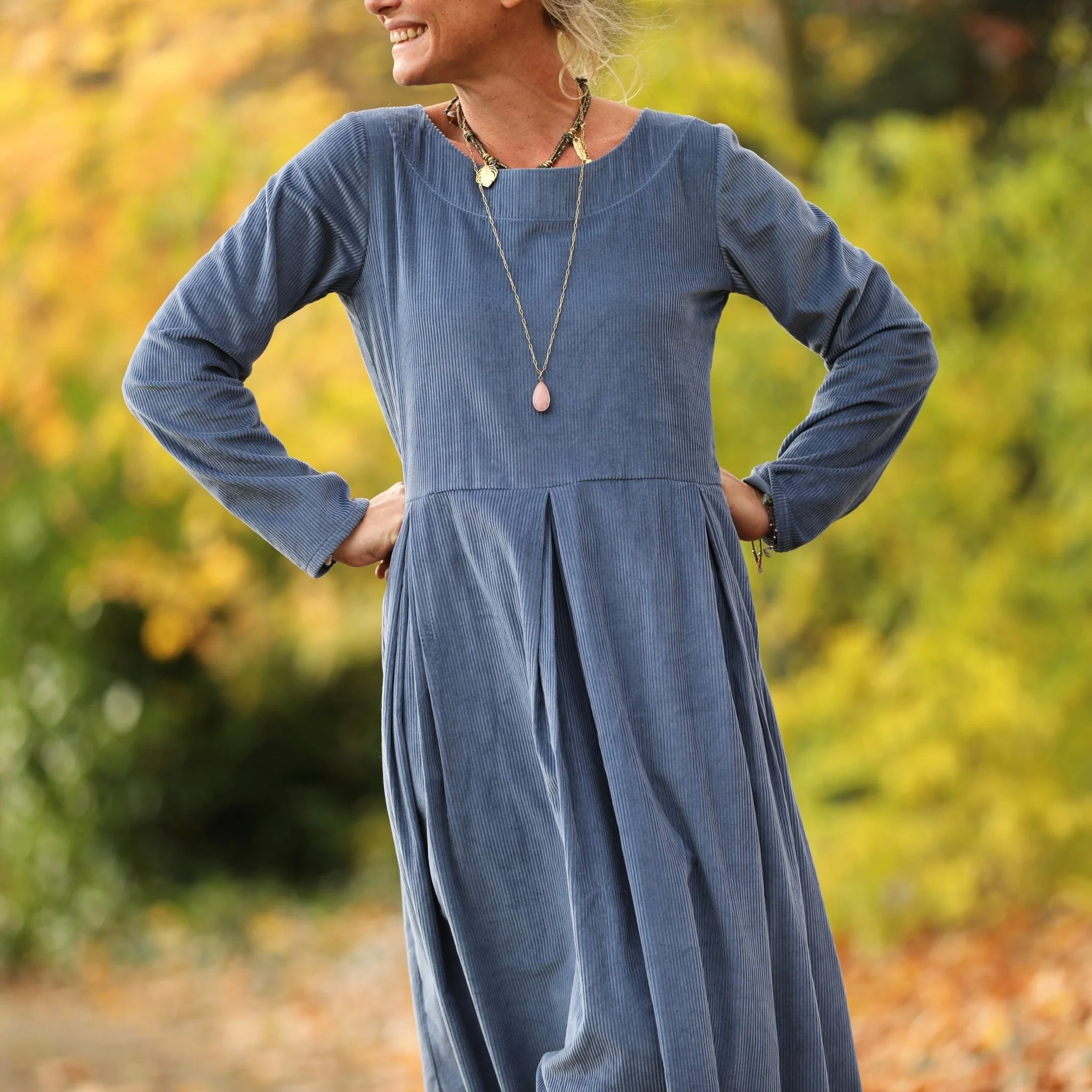 Robe Louisa - velours côtelé bleu officier - Image 4