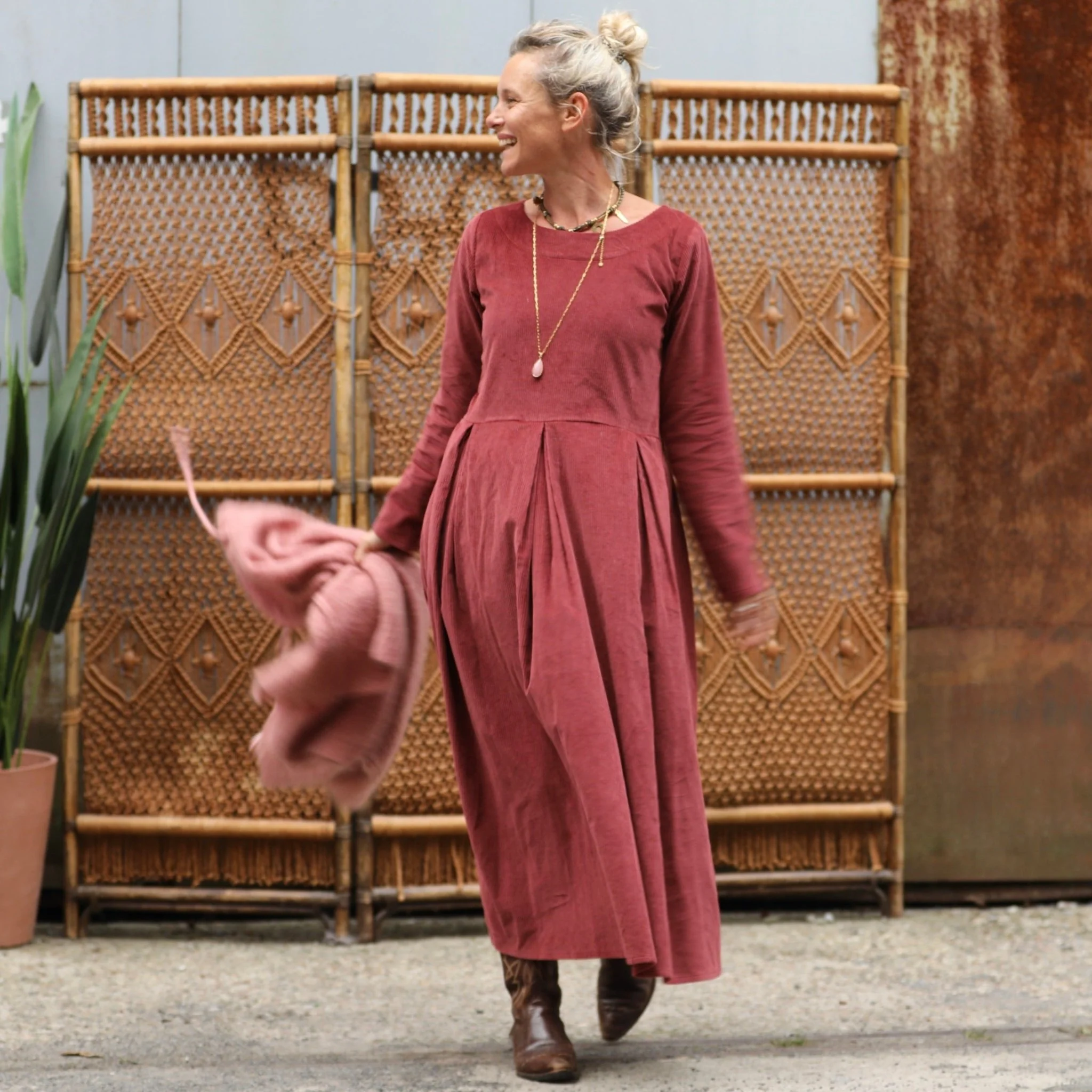 Robe Louisa - velours côtelé terracotta - Image 10