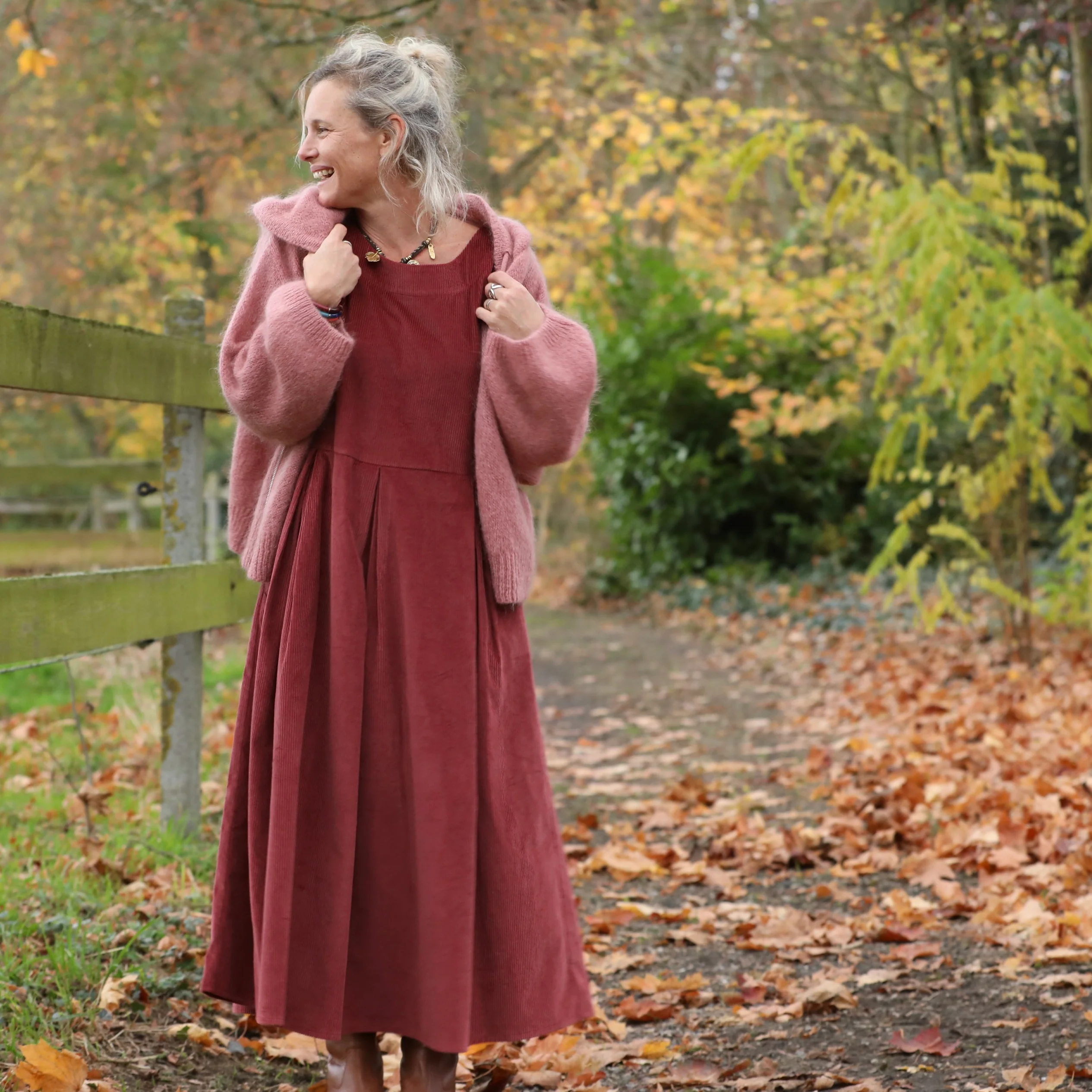 Robe Louisa - velours côtelé terracotta - Image 11