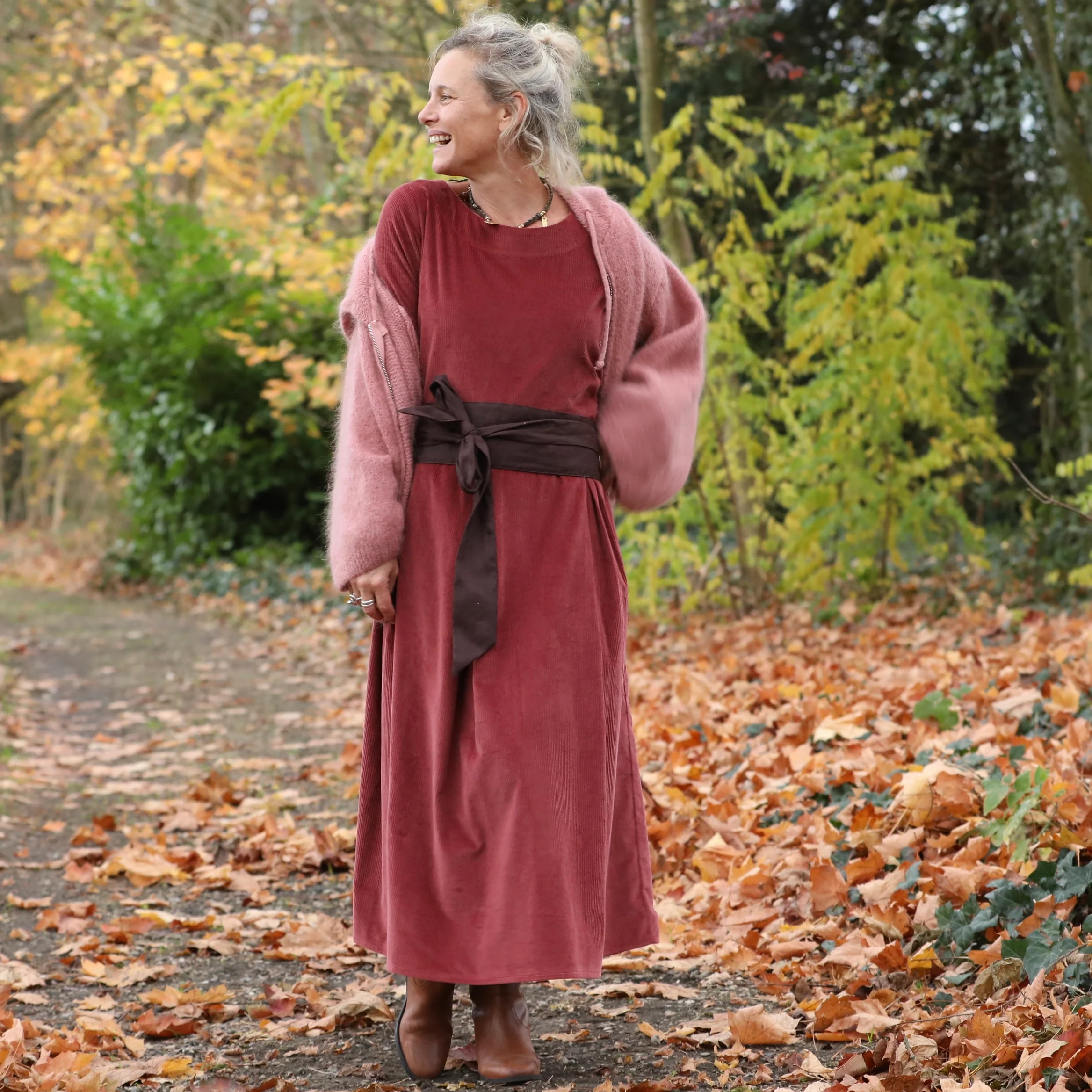 Robe Louisa - velours côtelé terracotta - Image 8
