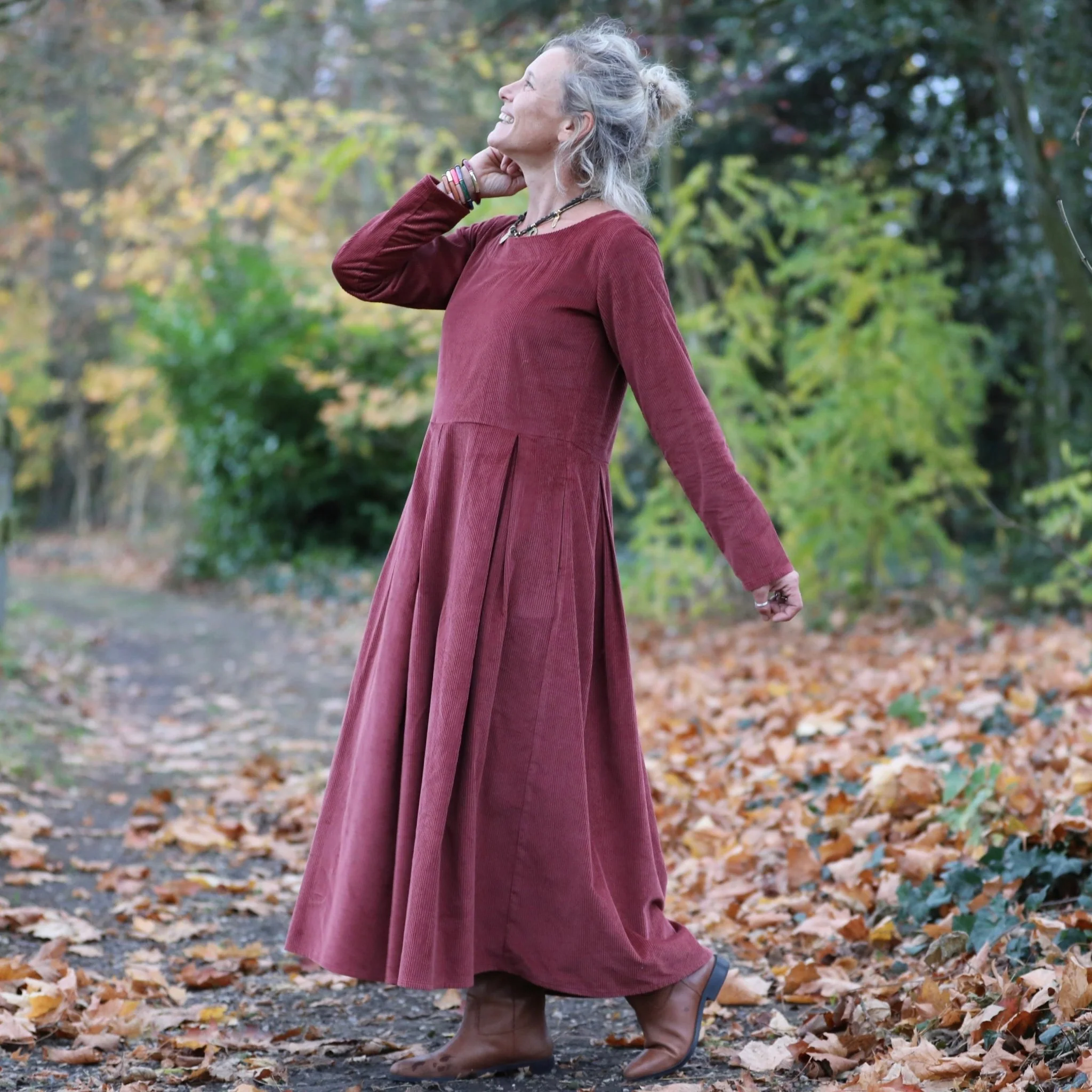 Robe Louisa - velours côtelé terracotta - Image 9