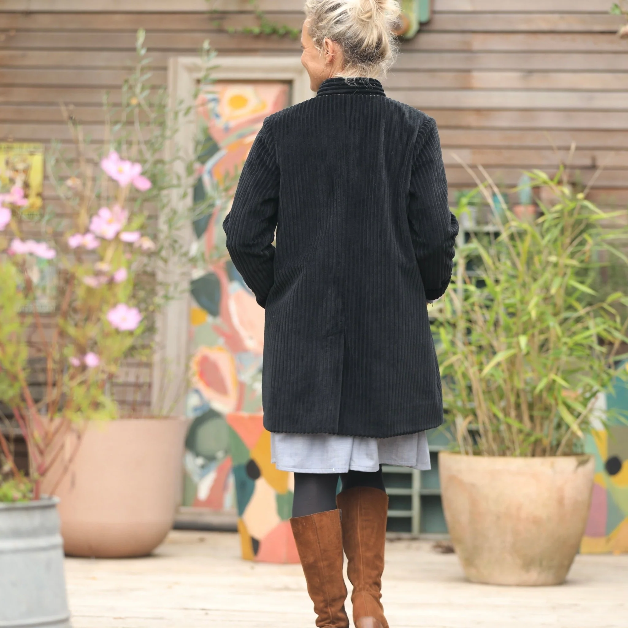 Manteau Paul 3/4 - velours larges côtes noir - Image 3