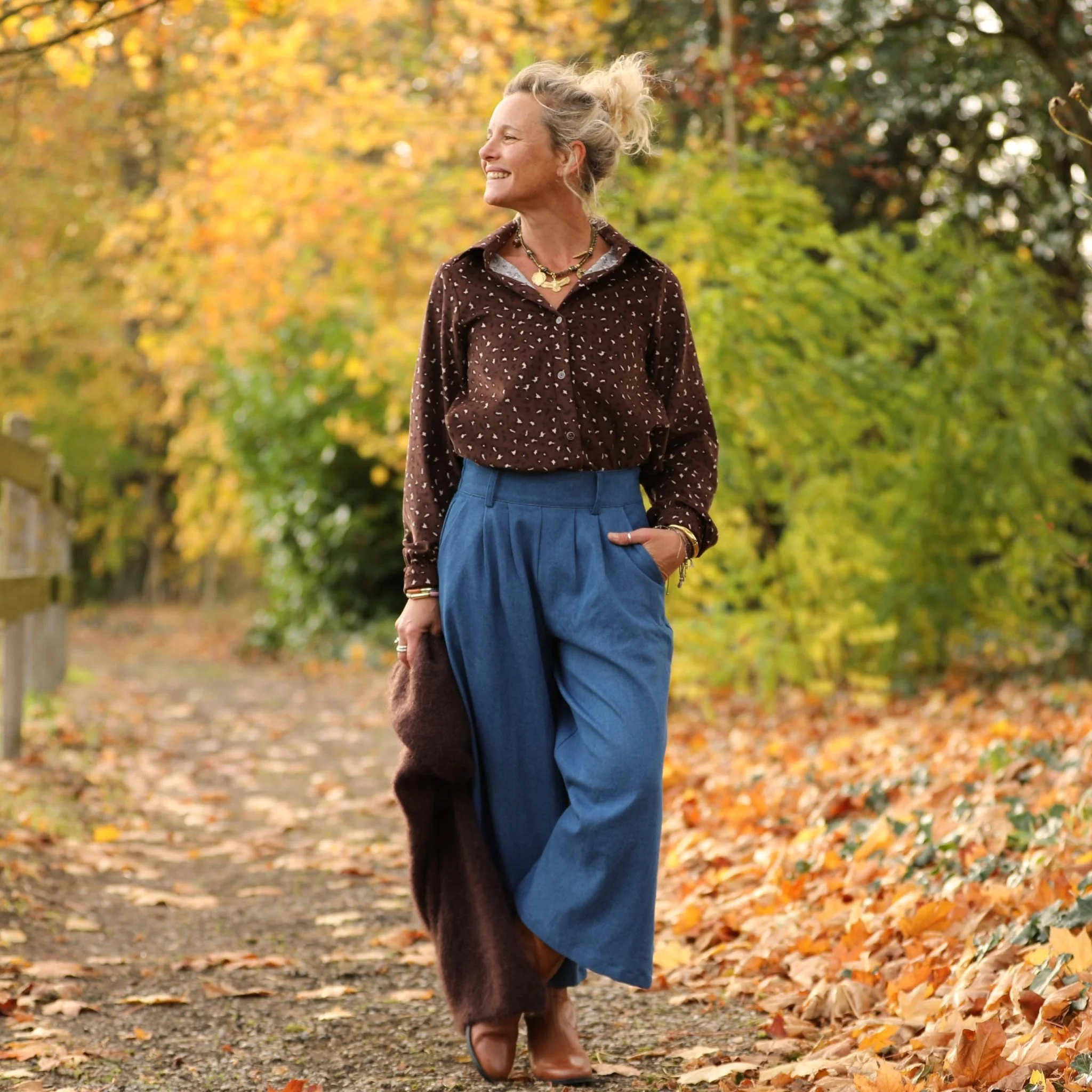 Jupe culotte Margot - jean de coton bleu - Image 6