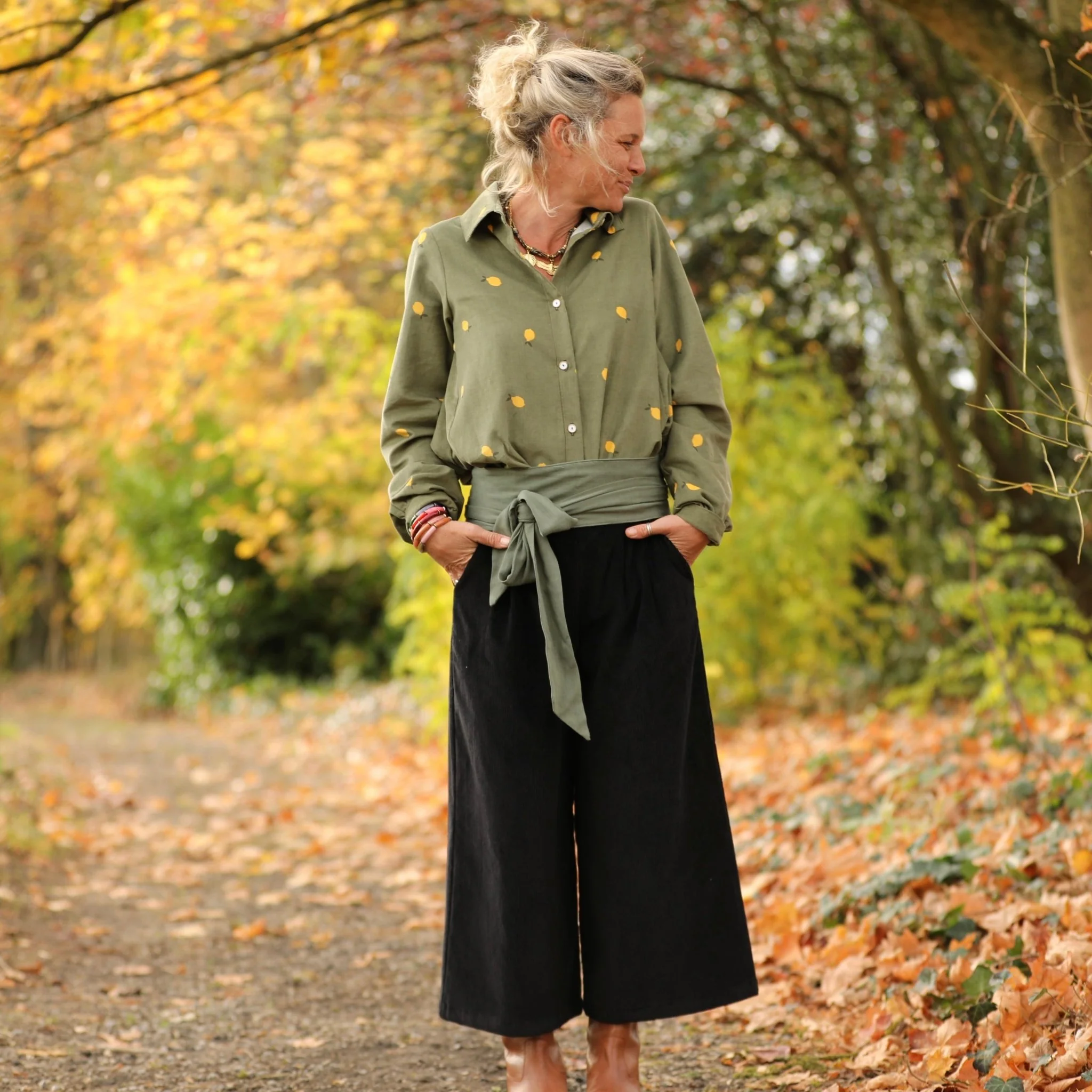Jupe culotte Margot - velours côtelé noir - Image 8
