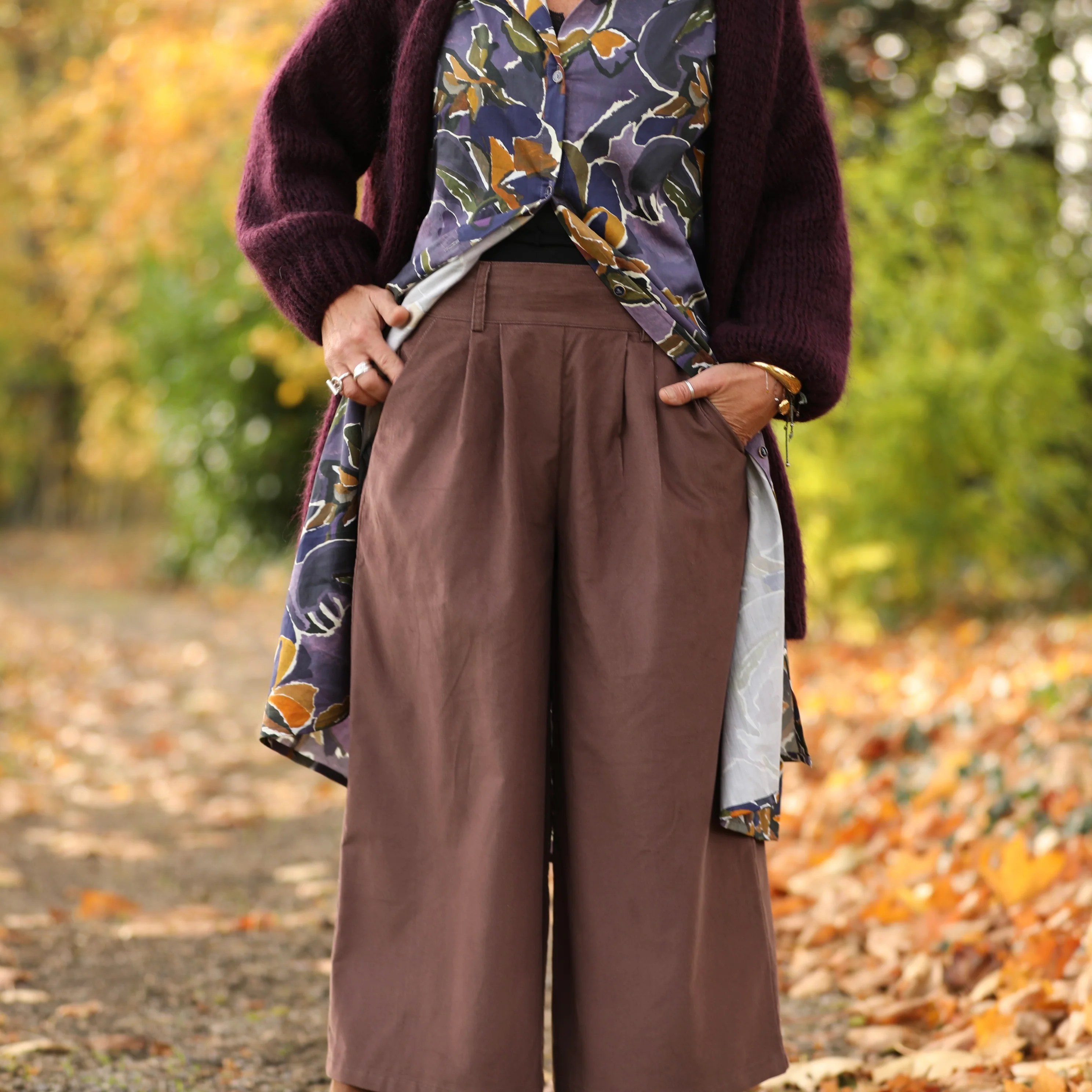 Jupe culotte Margot - velours milleraies moka - Image 2