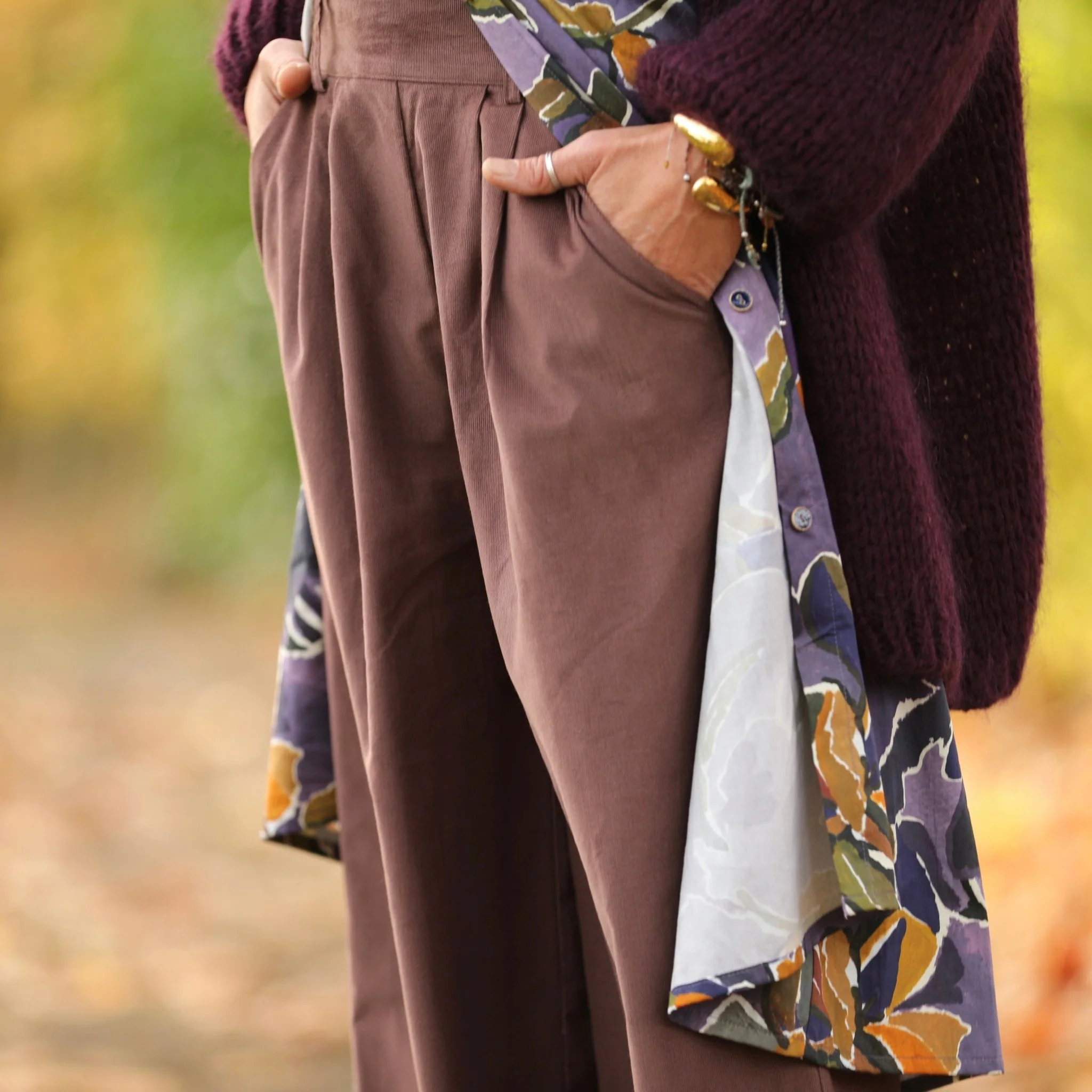 Jupe culotte Margot - velours milleraies moka - Image 6