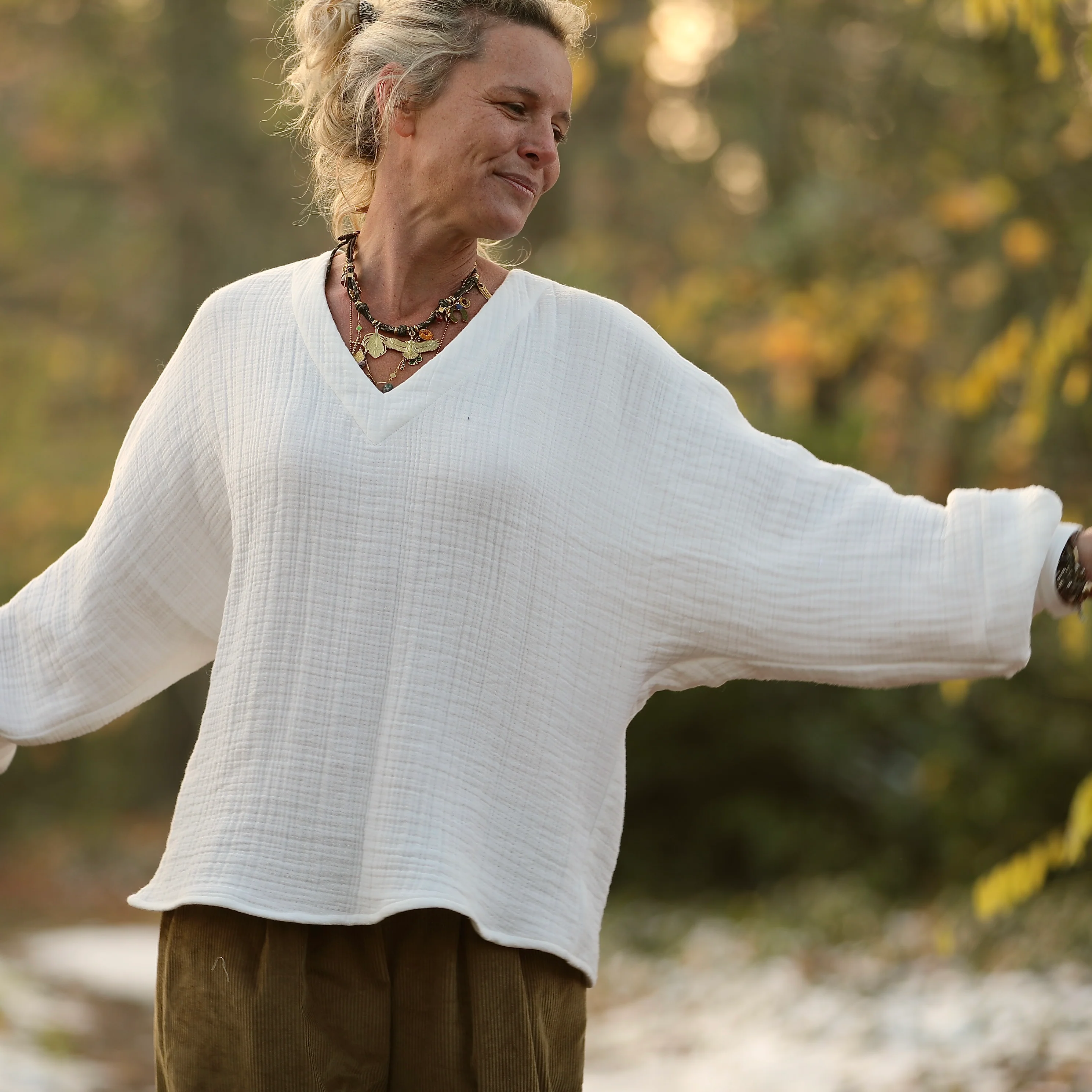 Blouse Mina – Triple gaze de coton blanche - Image 4