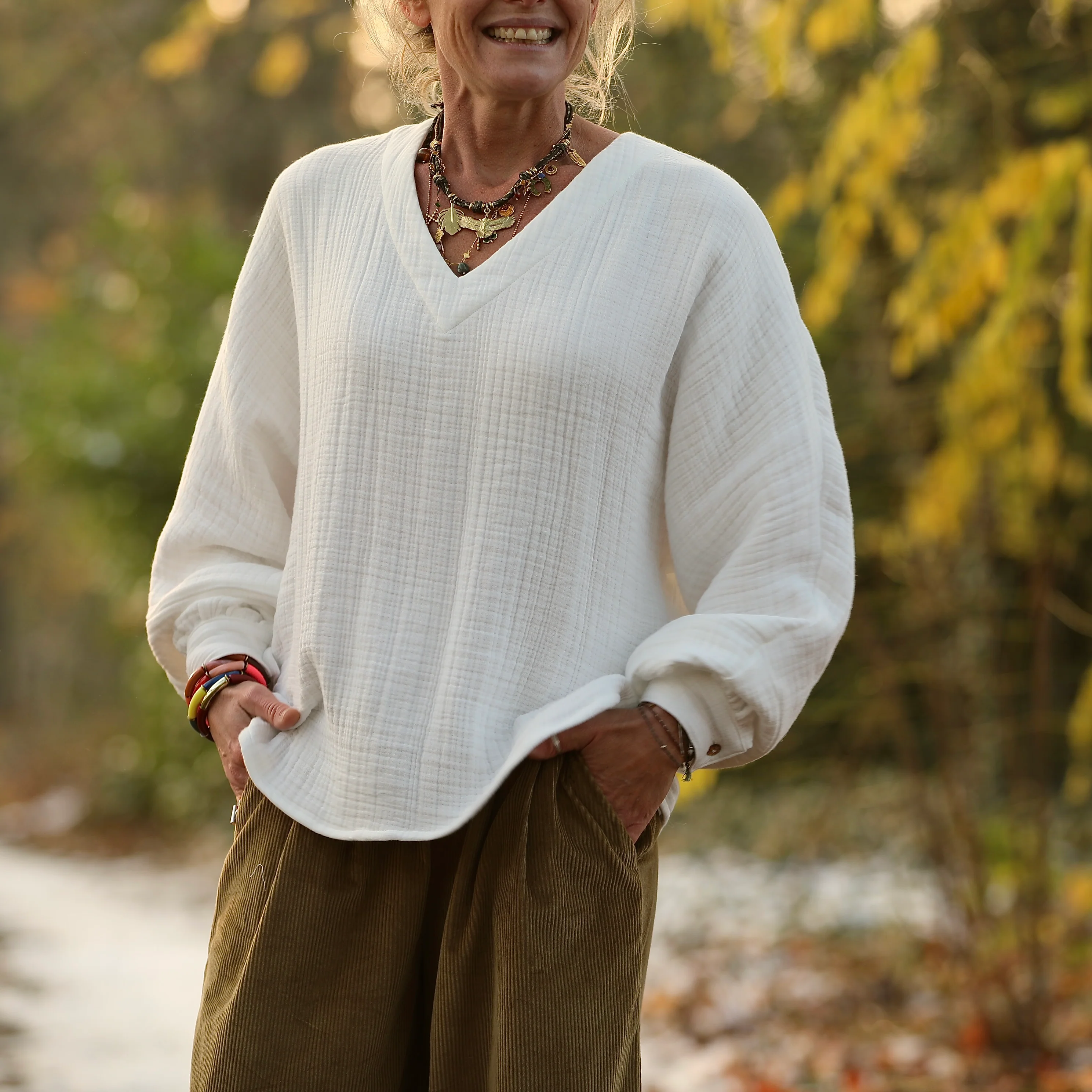 Blouse Mina – Triple gaze de coton blanche - Image 5