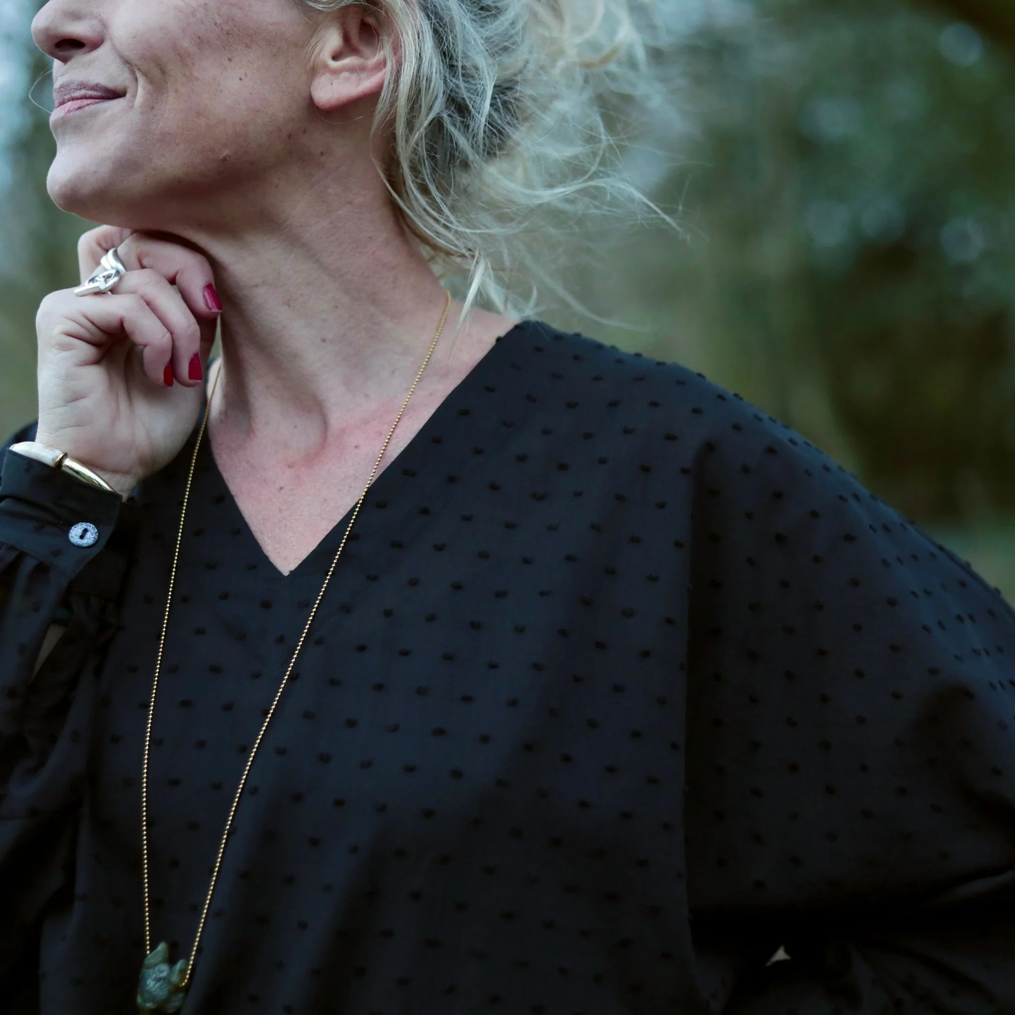 Blouse  Mina – Voile de coton noir plumetis - Image 6