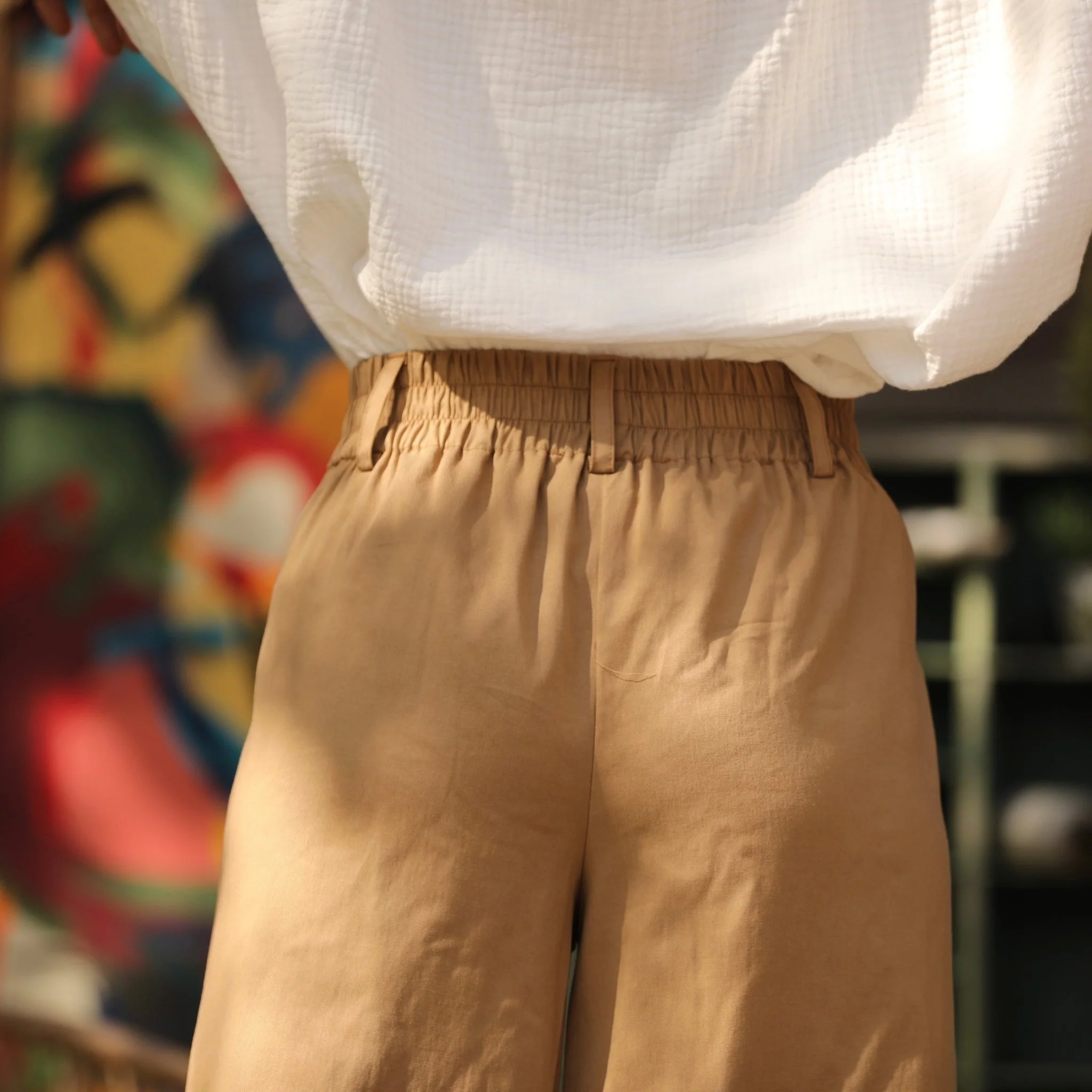 Pantalon Alex - Sergé de viscose/coton camel - Image 4