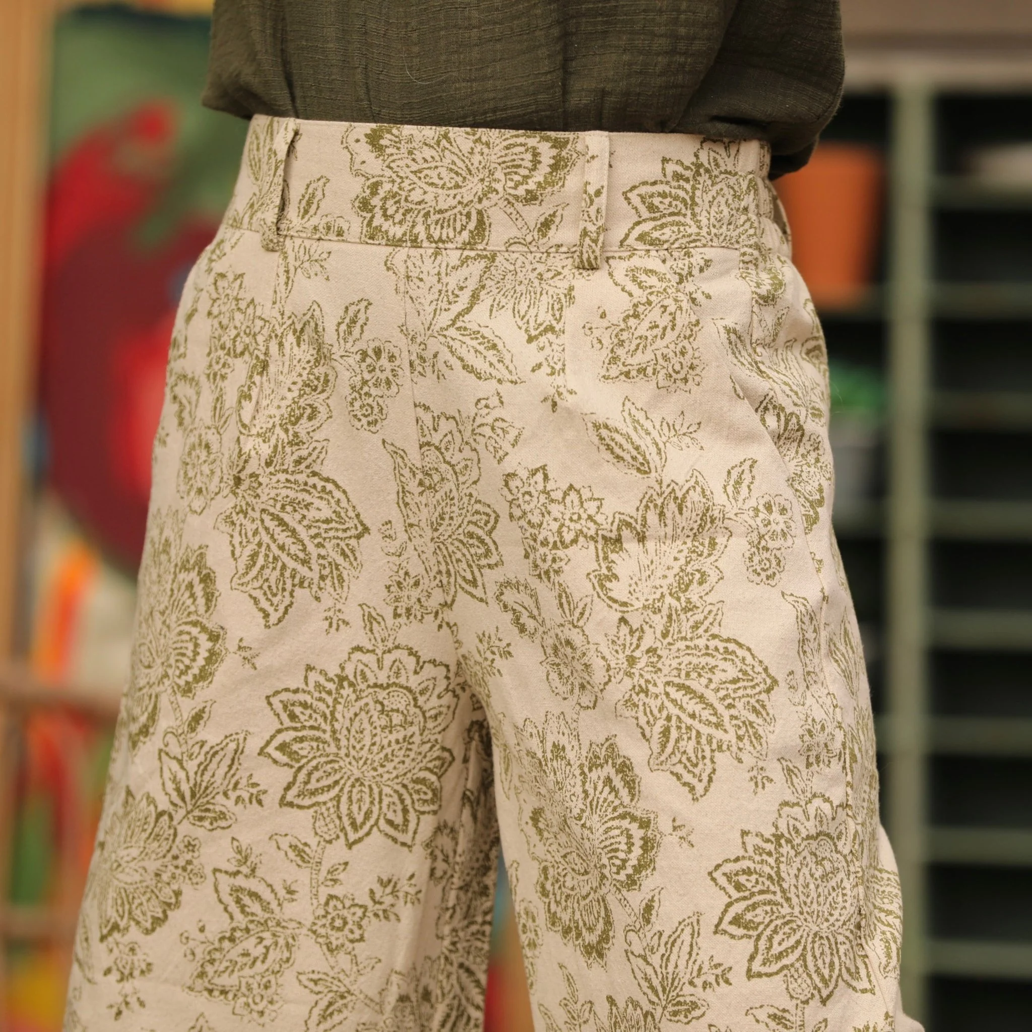 Pantalon Alex - toile de Jouy kaki - Image 4