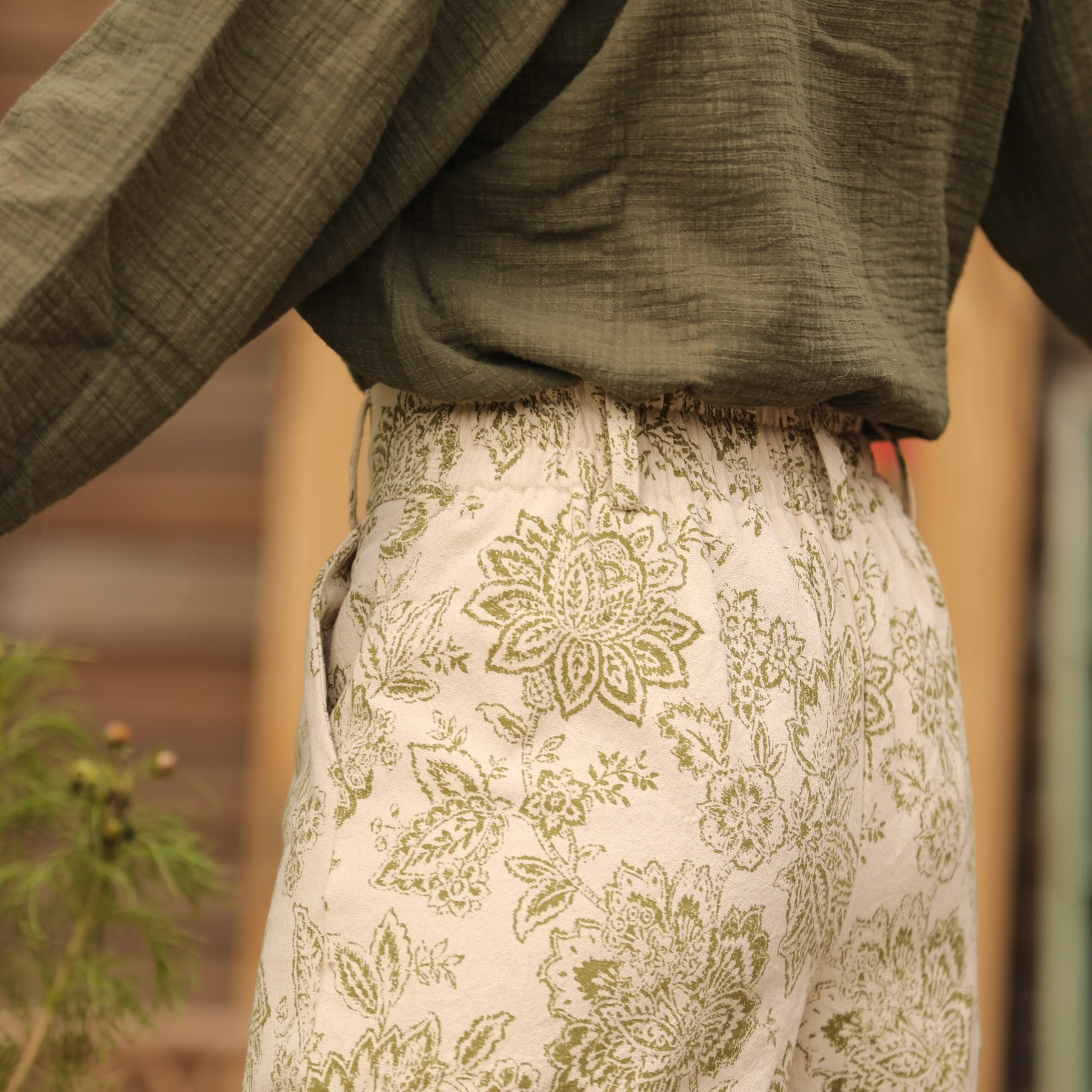 Pantalon Alex - toile de Jouy kaki - Image 5