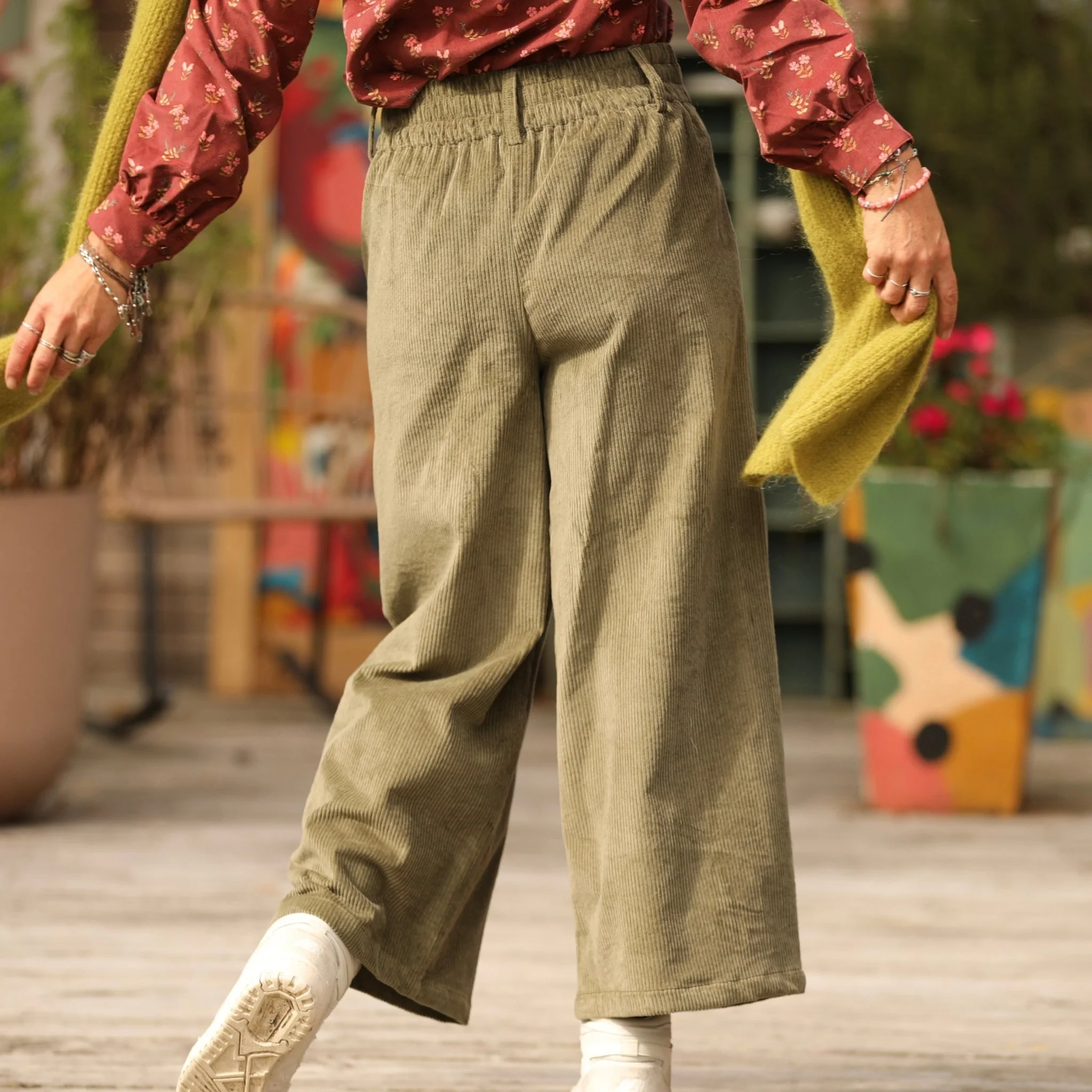 Pantalon Alex - Velours côtelé kaki - Image 2