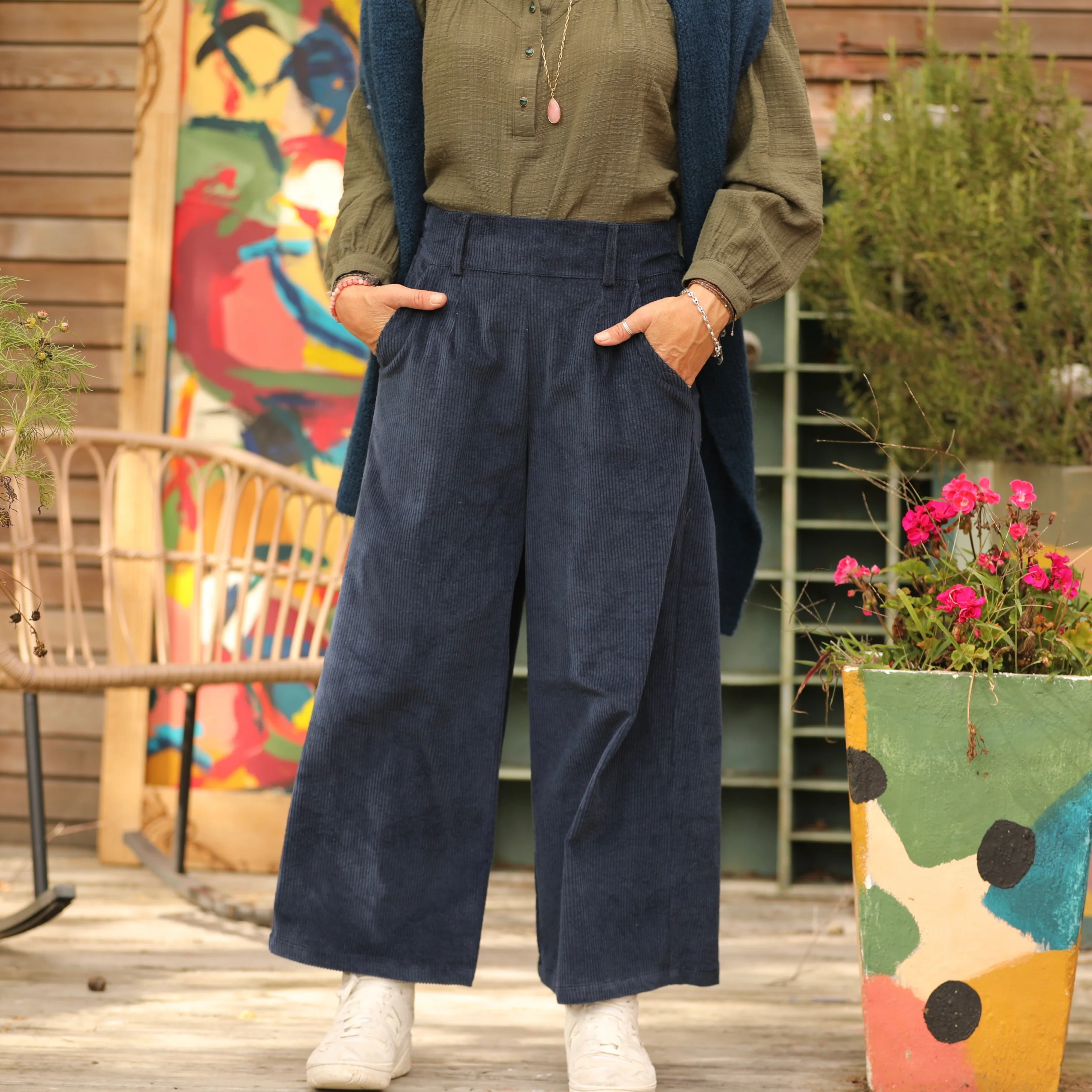 Pantalon Alex - Velours côtelé marine - Image 3