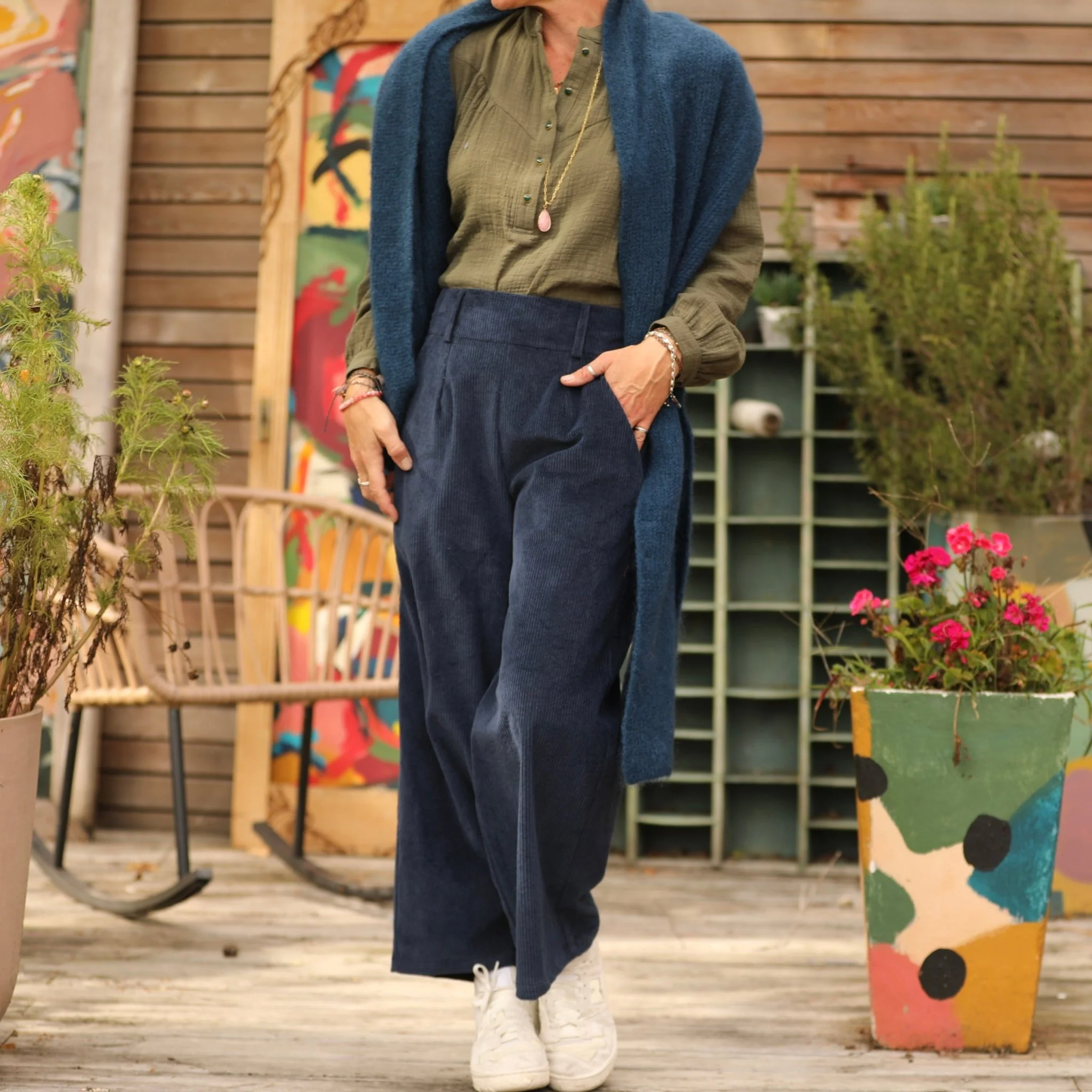 Pantalon Alex - Velours côtelé marine - Image 7