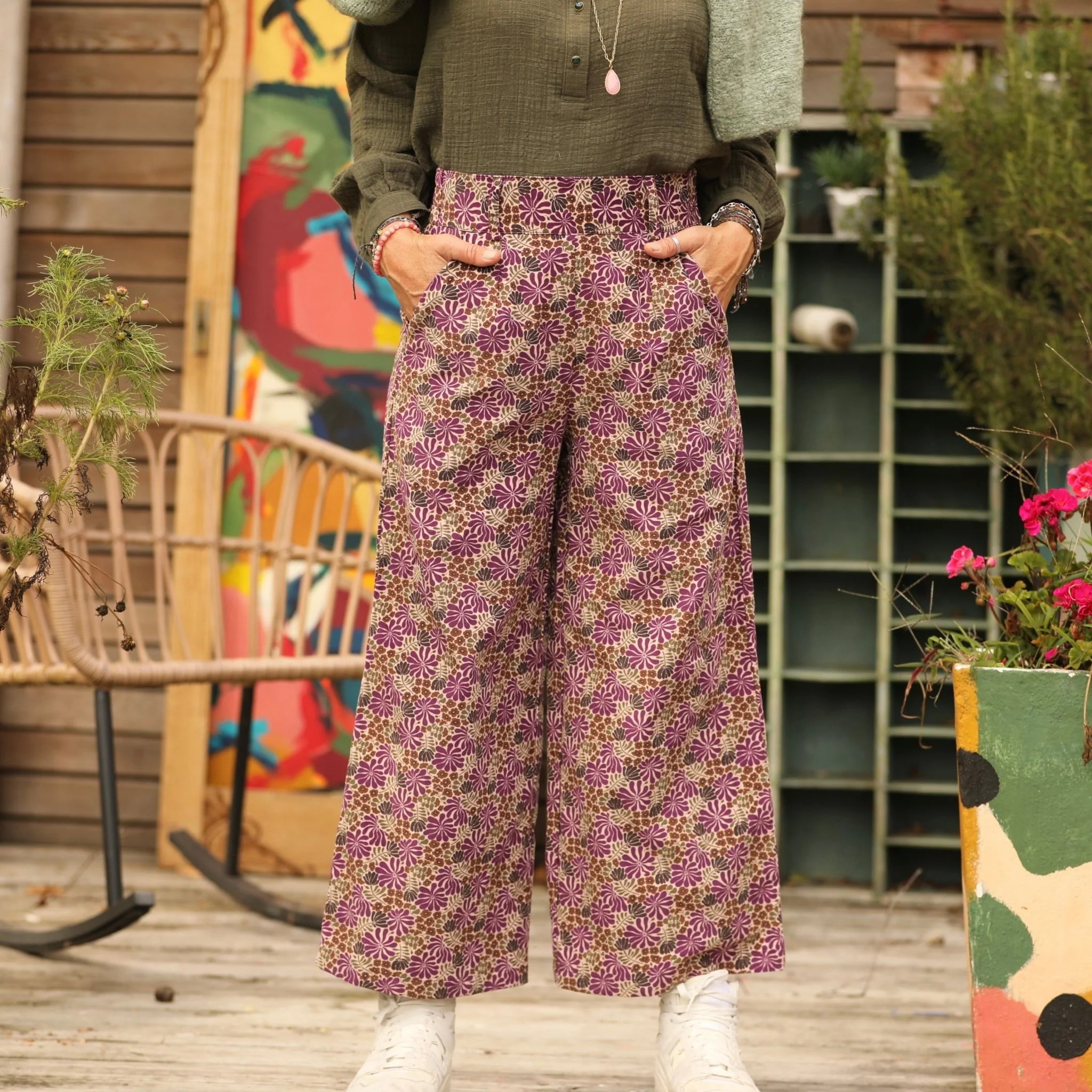 Pantalon Alex - Velours milleraies violettes sauvages - Image 3