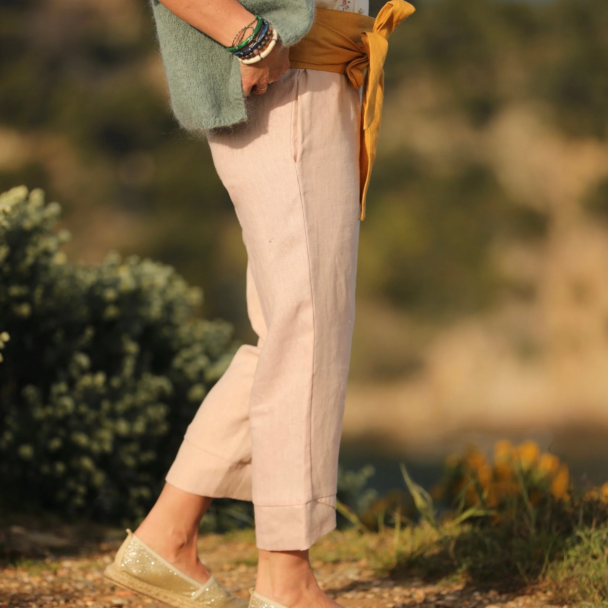 Pantalon Baptiste - lin rose poudré - Image 4